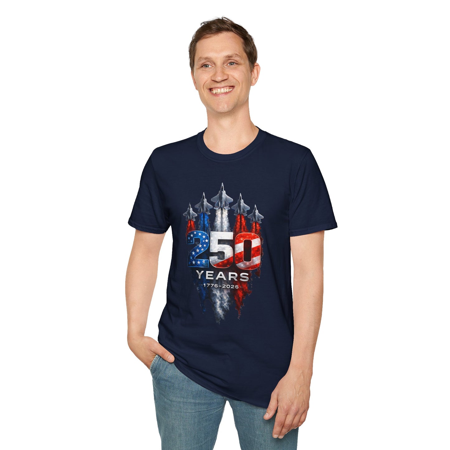 25th Anniversary USA T-Shirt — Patriotic Jet Formation USA Flag Design