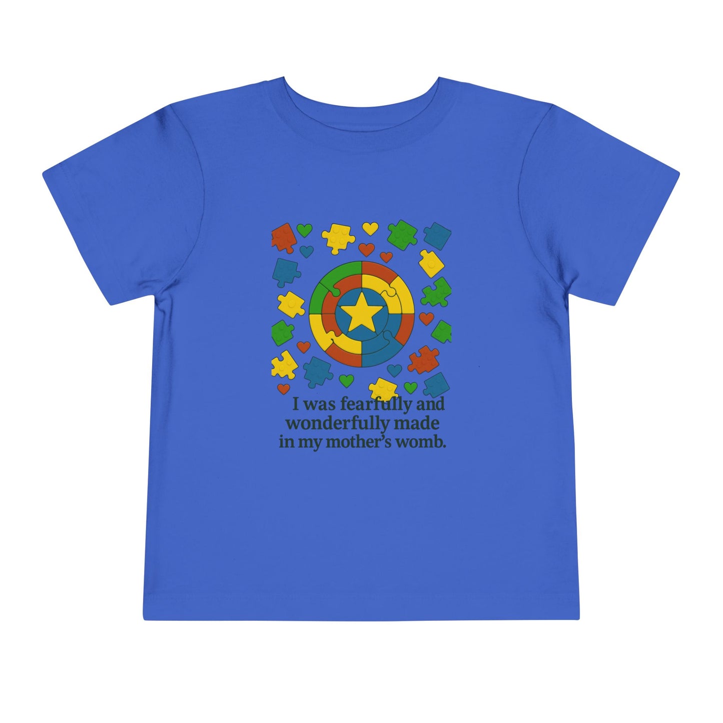 Autism Inspirational Tee - 'Fearfully and Wonderfully Made' - Toddler T-Shirt -  Cute Gift for Kids, Baby Shower, Religious Celebrations