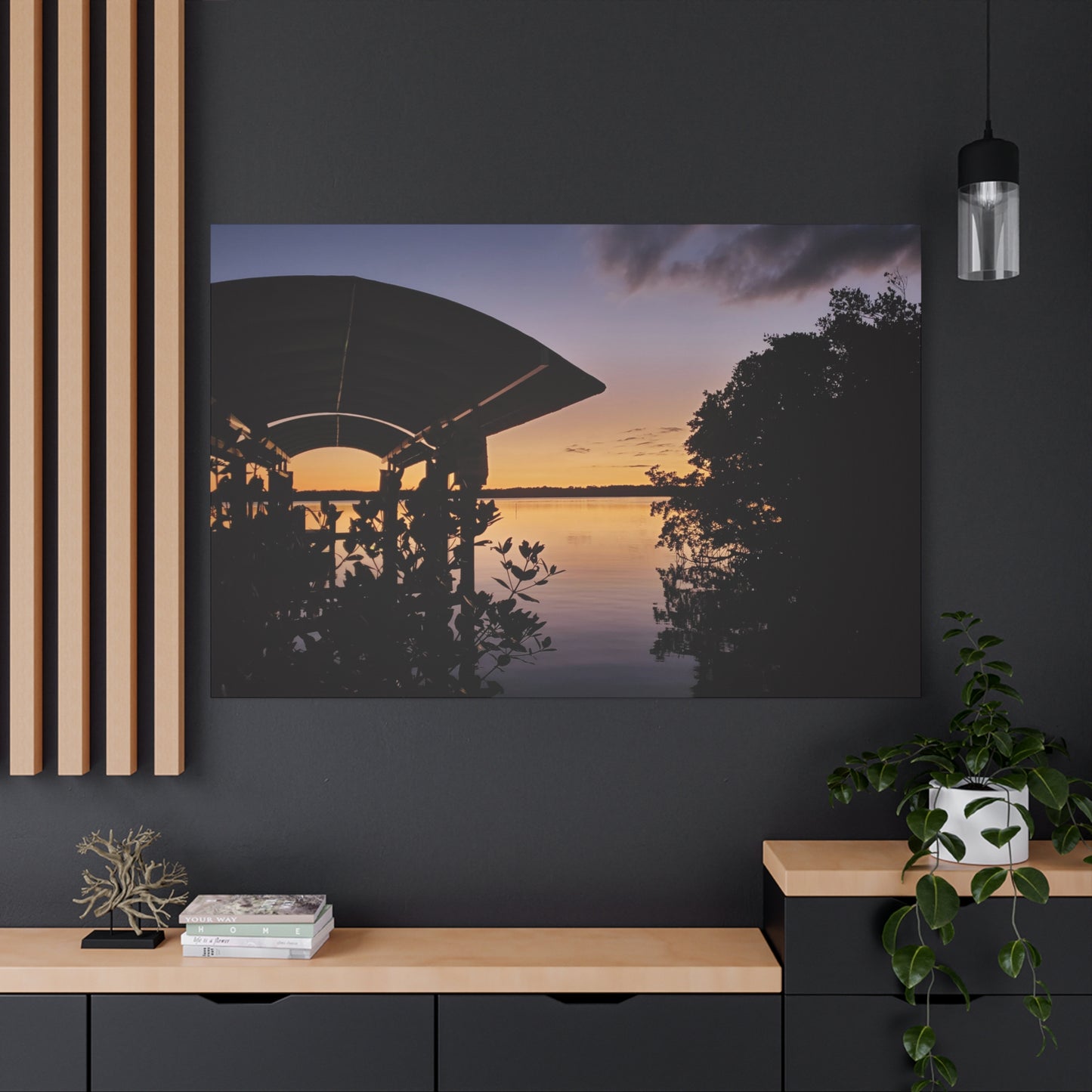 Serene and Vibrant Sunset on the River - Canvas Wal Art