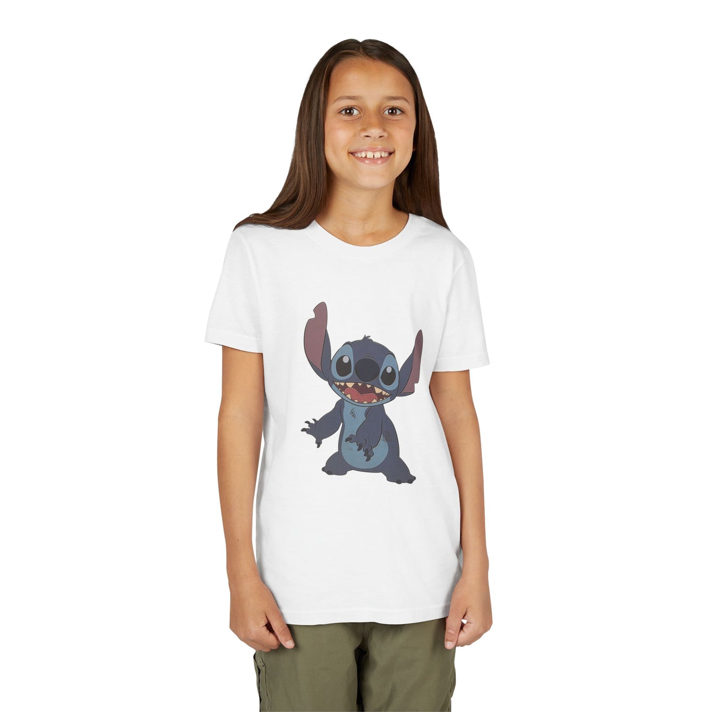 Kids Short Sleeve Tee with Stitch, Cute Kids Tee, Fun Gift for Boys & Girls, Birthday Gift, Summer Wear, Kids' Fashion