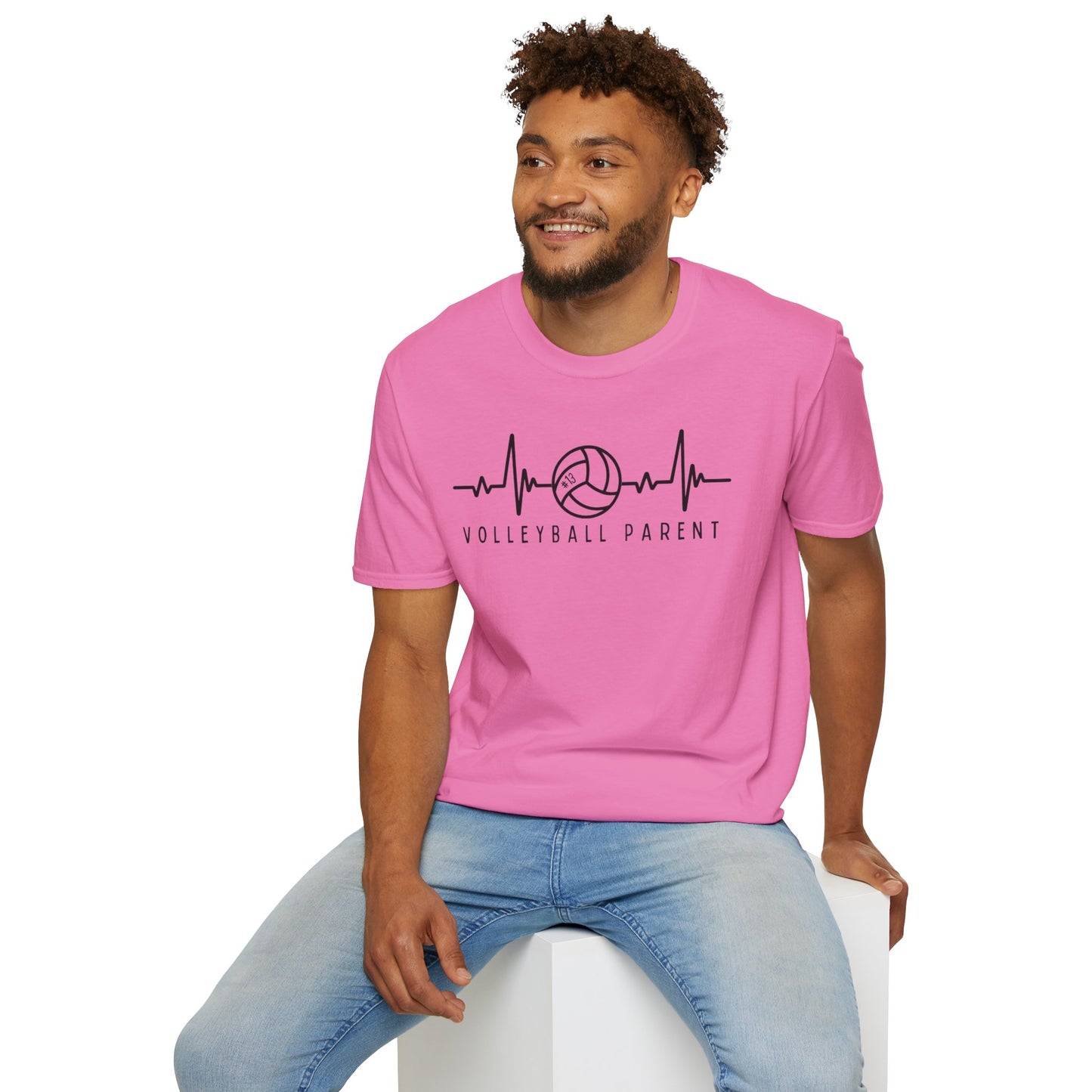 Volleyball Parent Heartbeat T-Shirt Soft Cotton Tee Customizable for Sports Enthusiasts, Gifts for Moms & Dads, Team Spirit Apparel, Athletic Wear