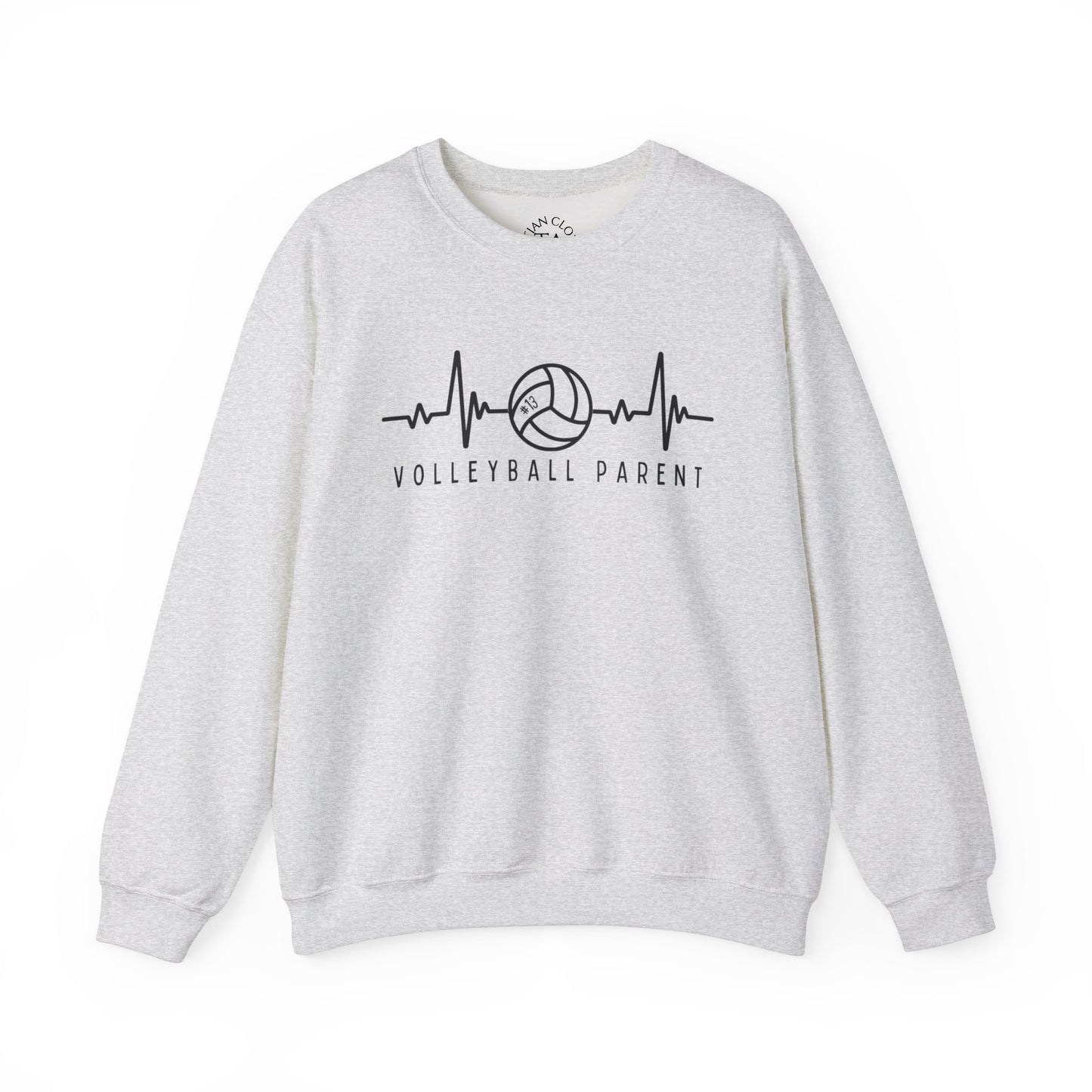 Volleyball Parent Heartbeat Sweatshirt Customizable, Cozy Gift for Sports Lovers, Perfect for Game Days, Unisex Crewneck, Soft and Stylish
