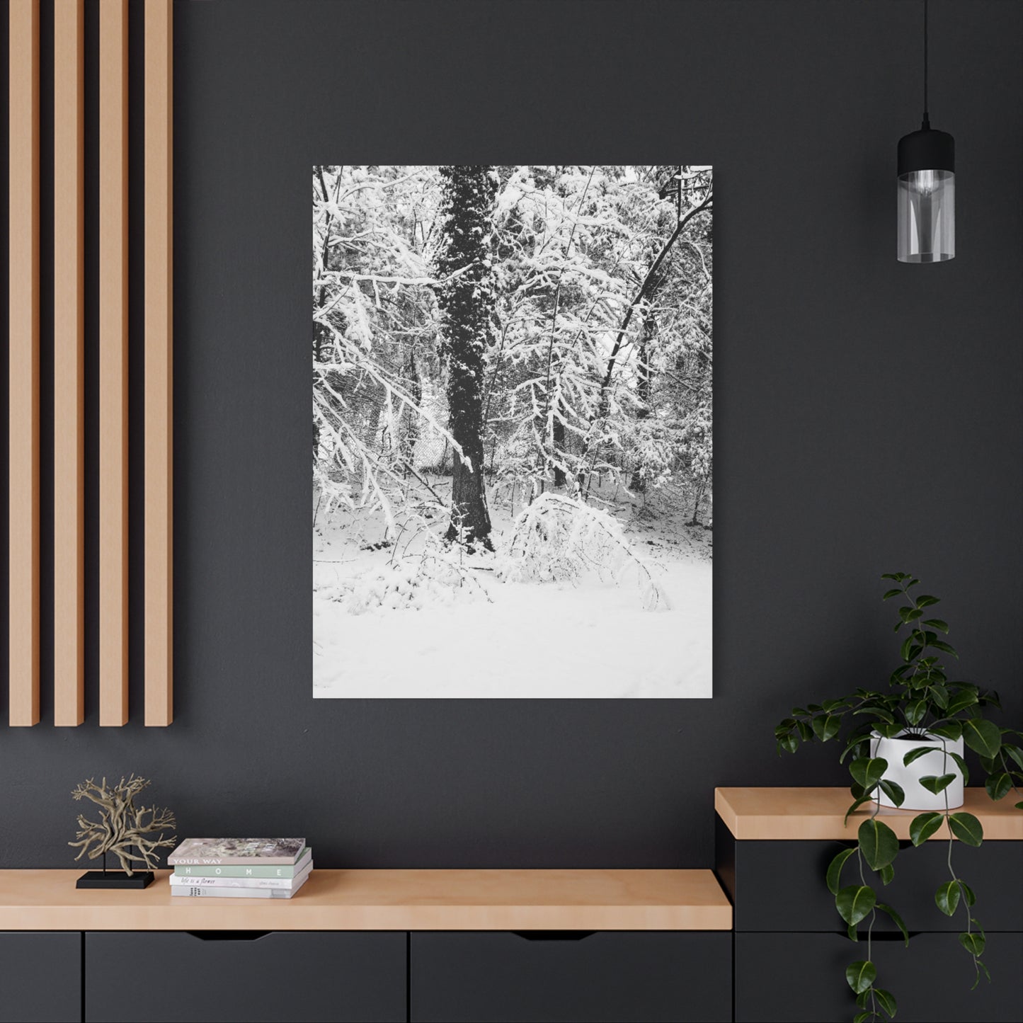 Serene Winter Wonderland in the Woods - Canvas Wall Art