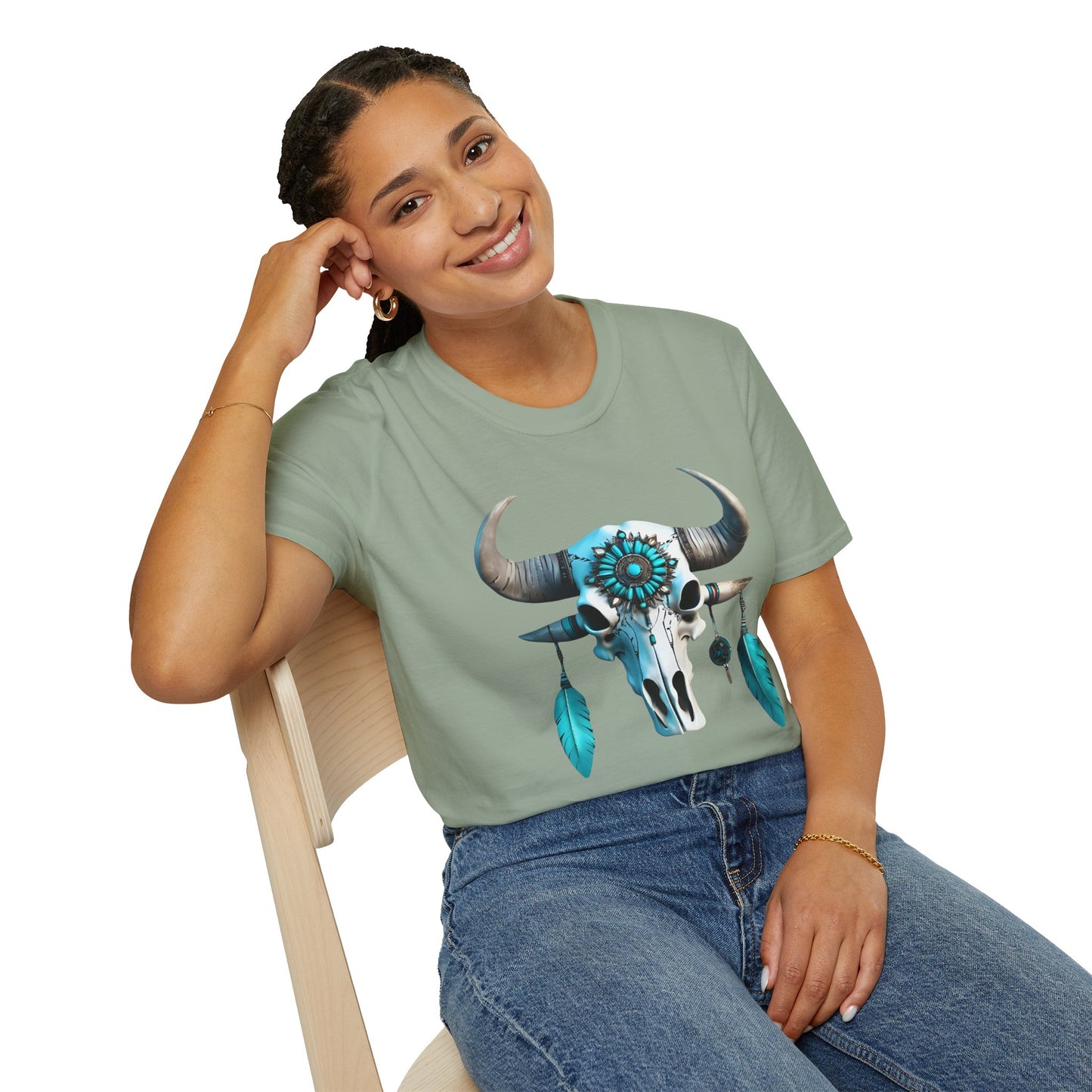 Native American Turquoise Buffalo Skull Tee - Unisex Jersey