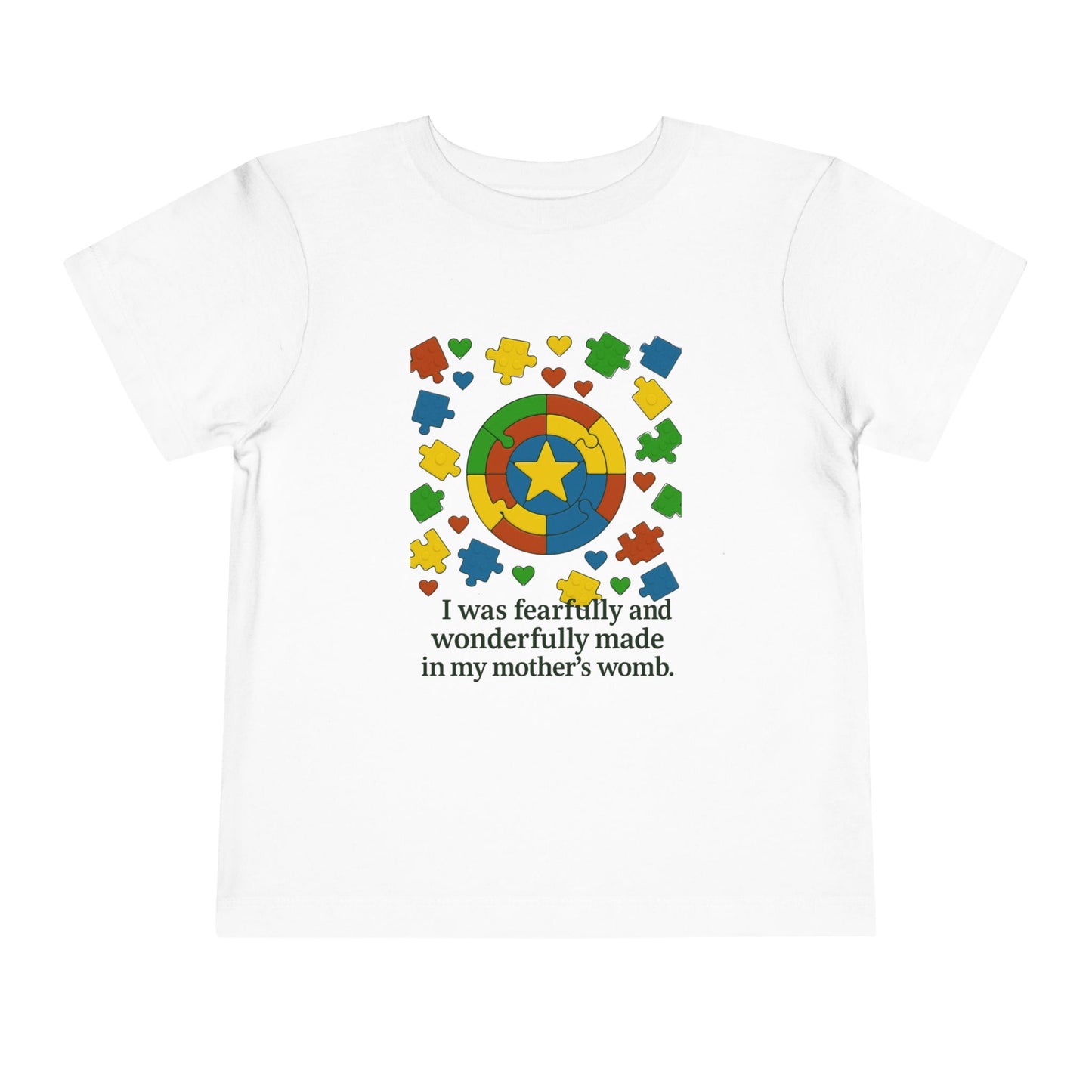 Autism Inspirational Tee - 'Fearfully and Wonderfully Made' - Toddler T-Shirt -  Cute Gift for Kids, Baby Shower, Religious Celebrations