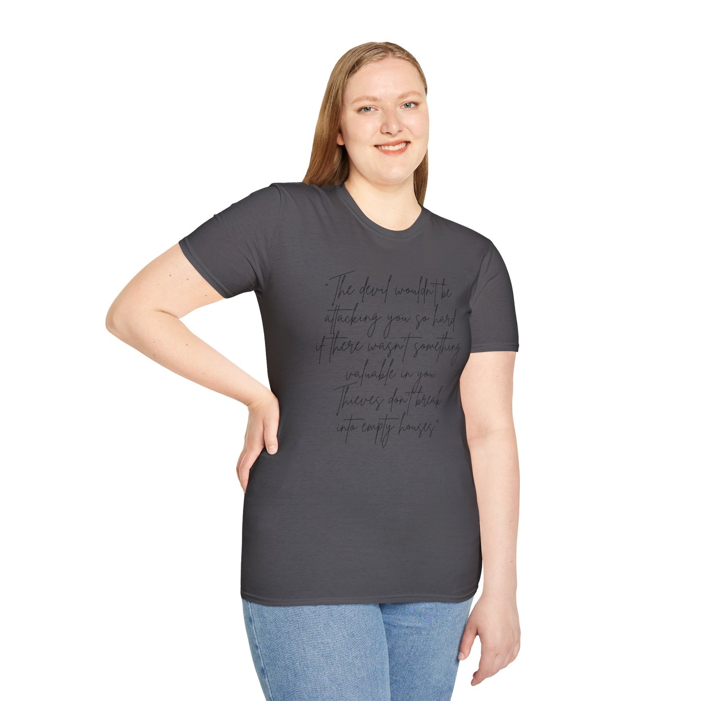 Faith Inspired - The Devil Wouldn't be Attacking - Unisex Softstyle T-Shirt