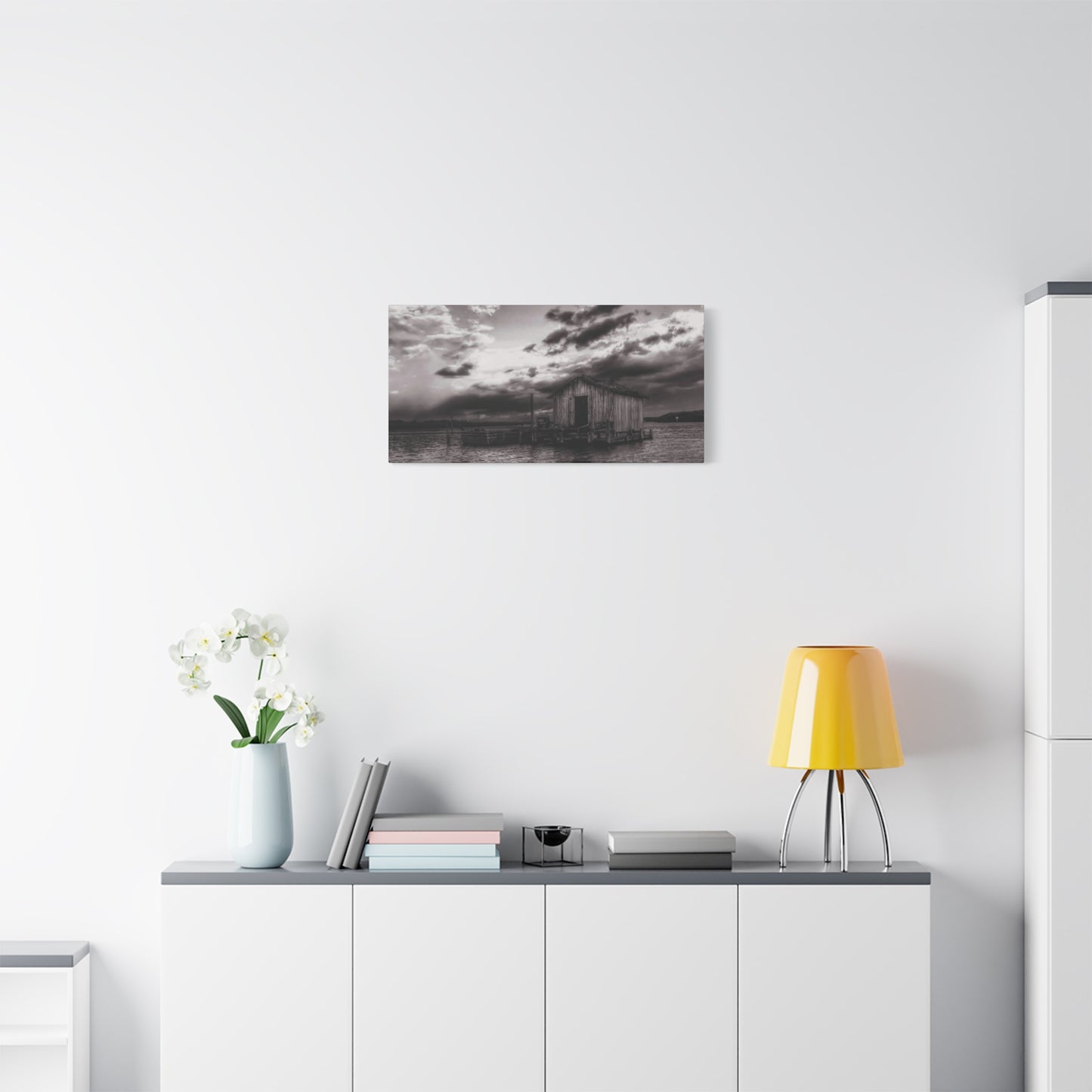 Serene Landscape Canvas Art, Rustic Home Decor, Black and White Wall Art, Perfect for Living Room, Gift for Nature Lovers