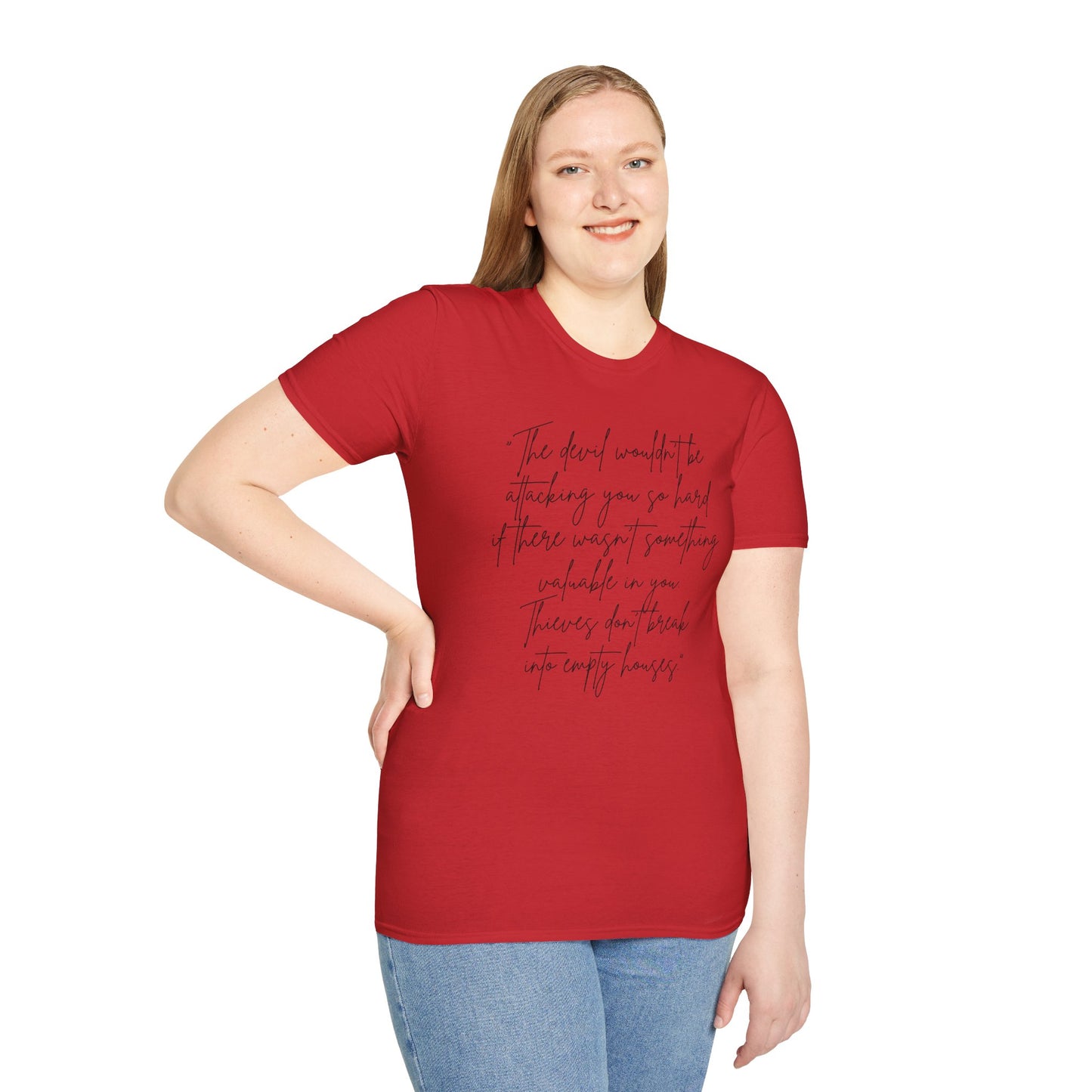 Faith Inspired - The Devil Wouldn't be Attacking - Unisex Softstyle T-Shirt