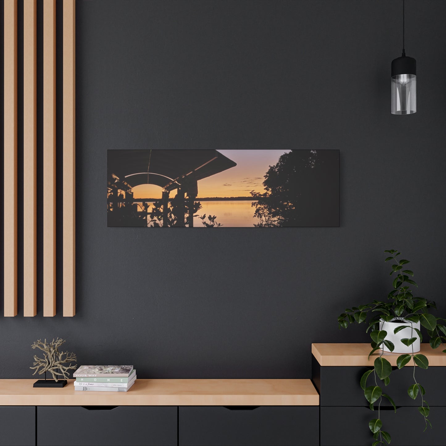 Serene and Vibrant Sunset on the River - Canvas Wal Art