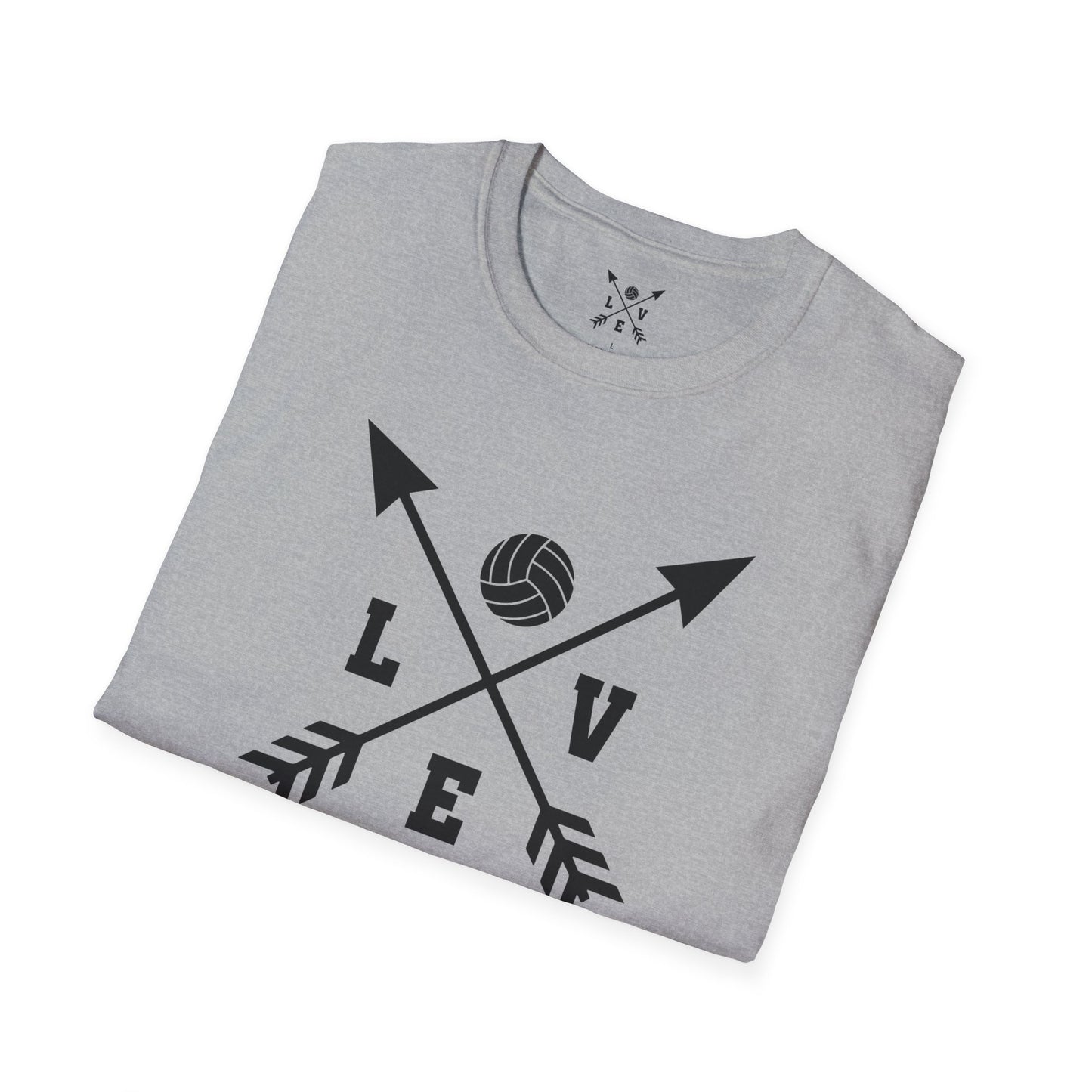 Love Volleyball Unisex T-Shirt | Sporty Tee, Gift for Athletes, Casual Wear, Heart and Arrow Design, Game Day Shirt