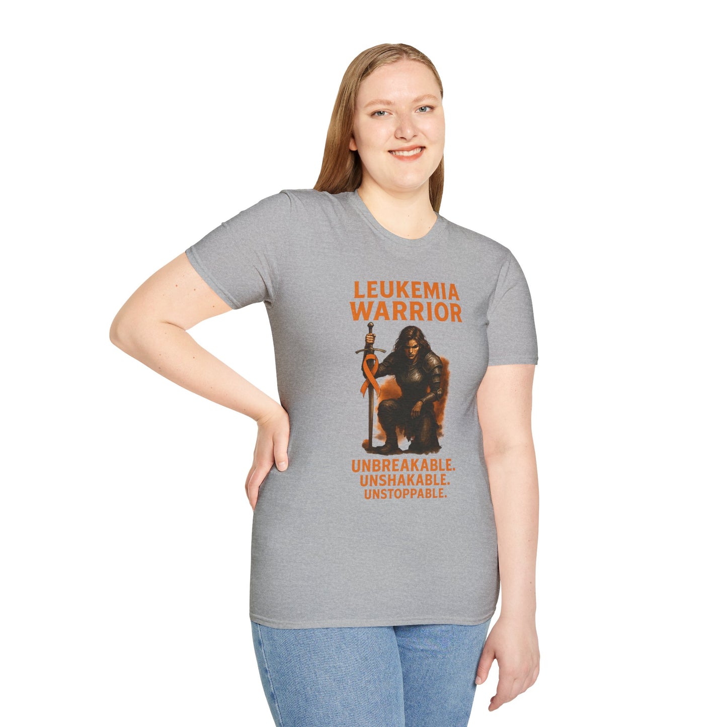 Leukemia Warrior T-Shirt - Unisex Softstyle Tee - Unbreakable, Unshakable, Unstoppable