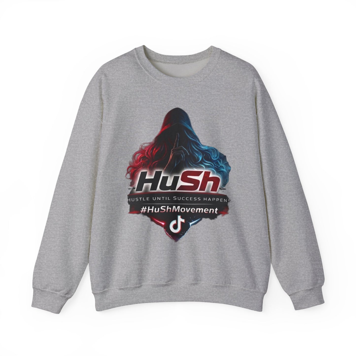 #HuSh Movement feminine Logo Crewneck Sweatshirt | TikTok Inspired Hooded Silhouette