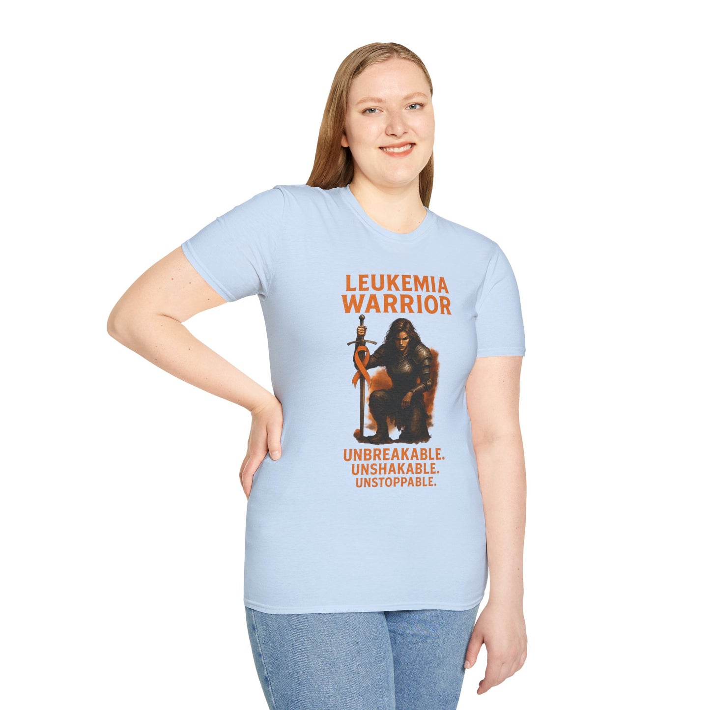 Leukemia Warrior T-Shirt - Unisex Softstyle Tee - Unbreakable, Unshakable, Unstoppable