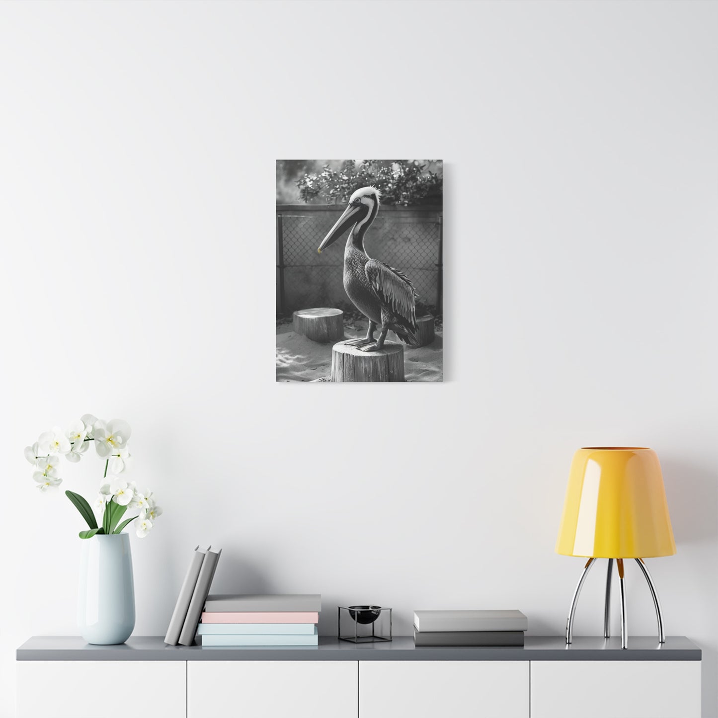 Serene Black and White Pelican Canvas Art