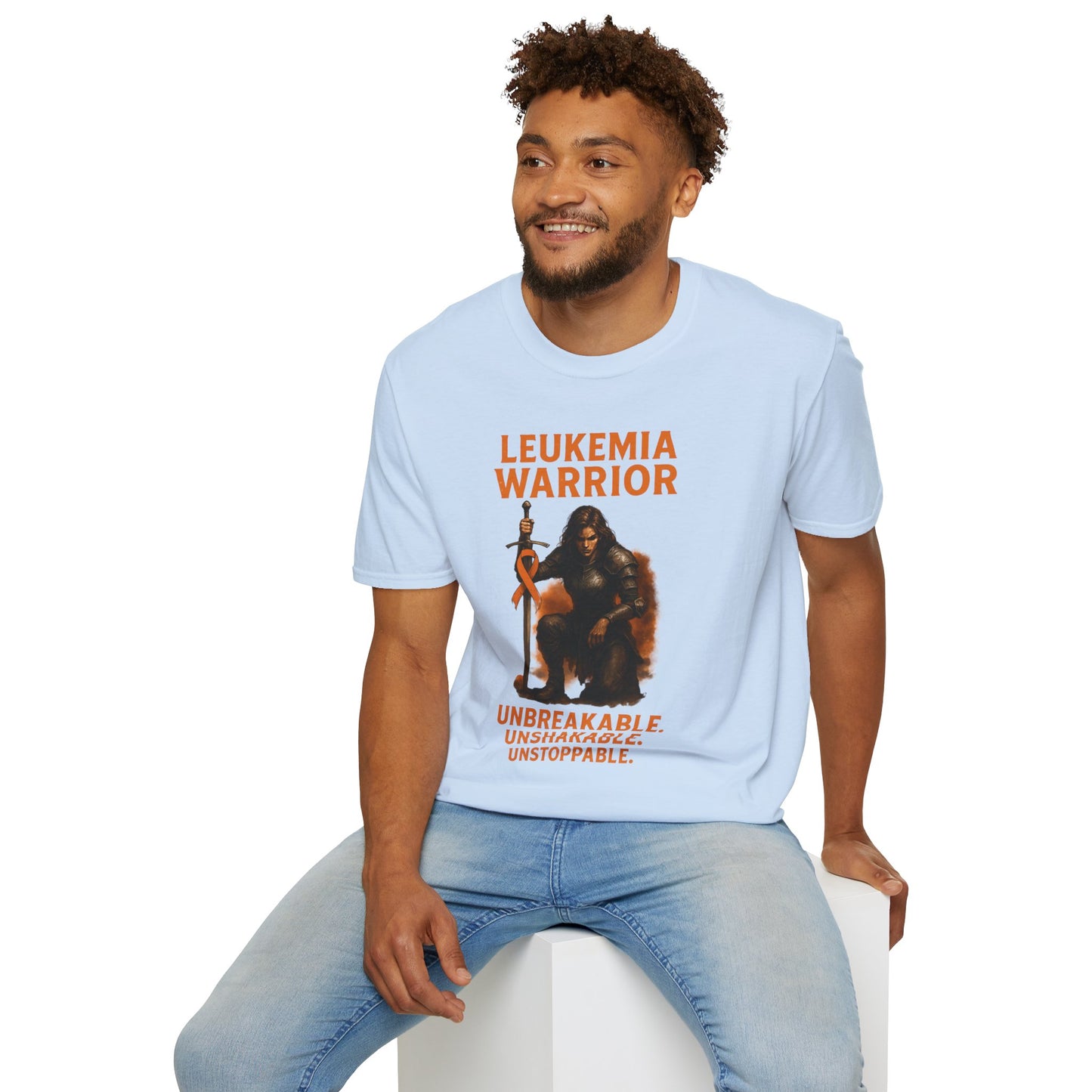 Leukemia Warrior T-Shirt - Unisex Softstyle Tee - Unbreakable, Unshakable, Unstoppable