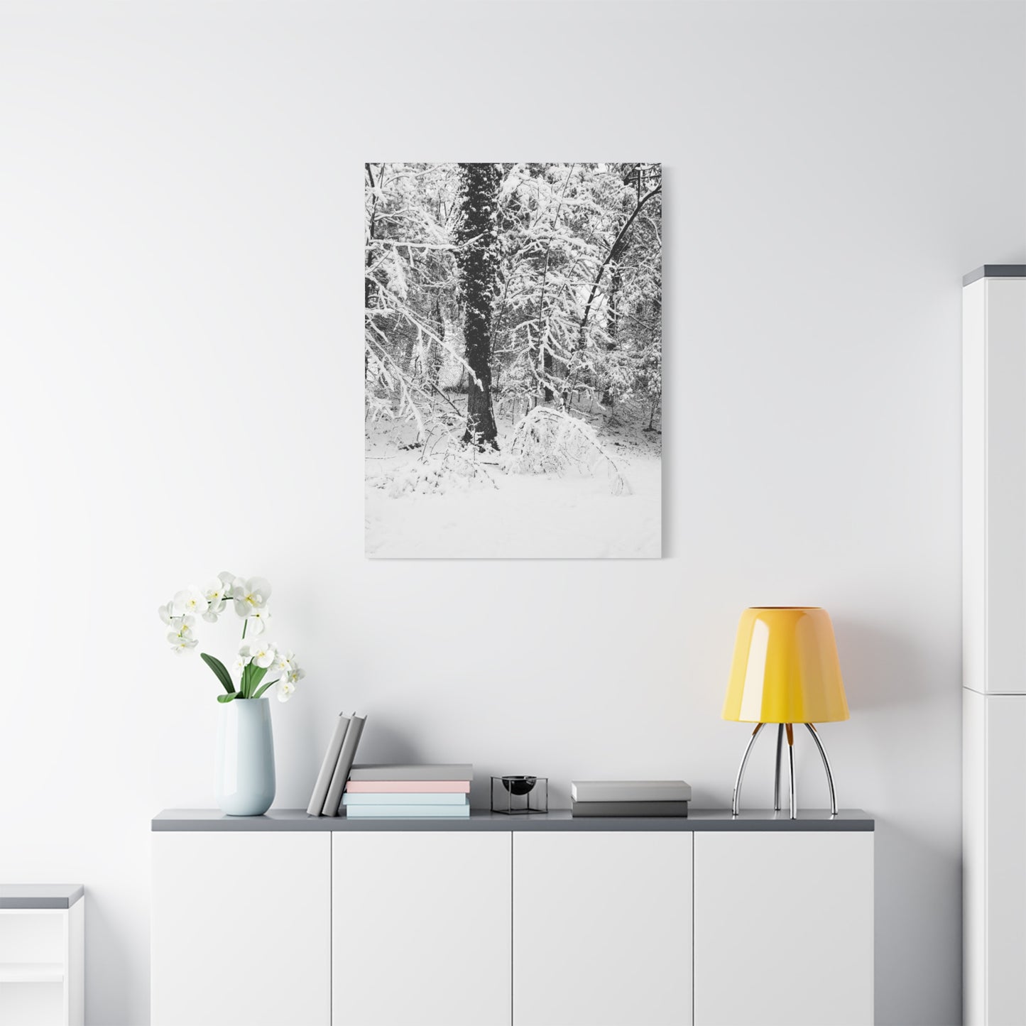 Serene Winter Wonderland in the Woods - Canvas Wall Art