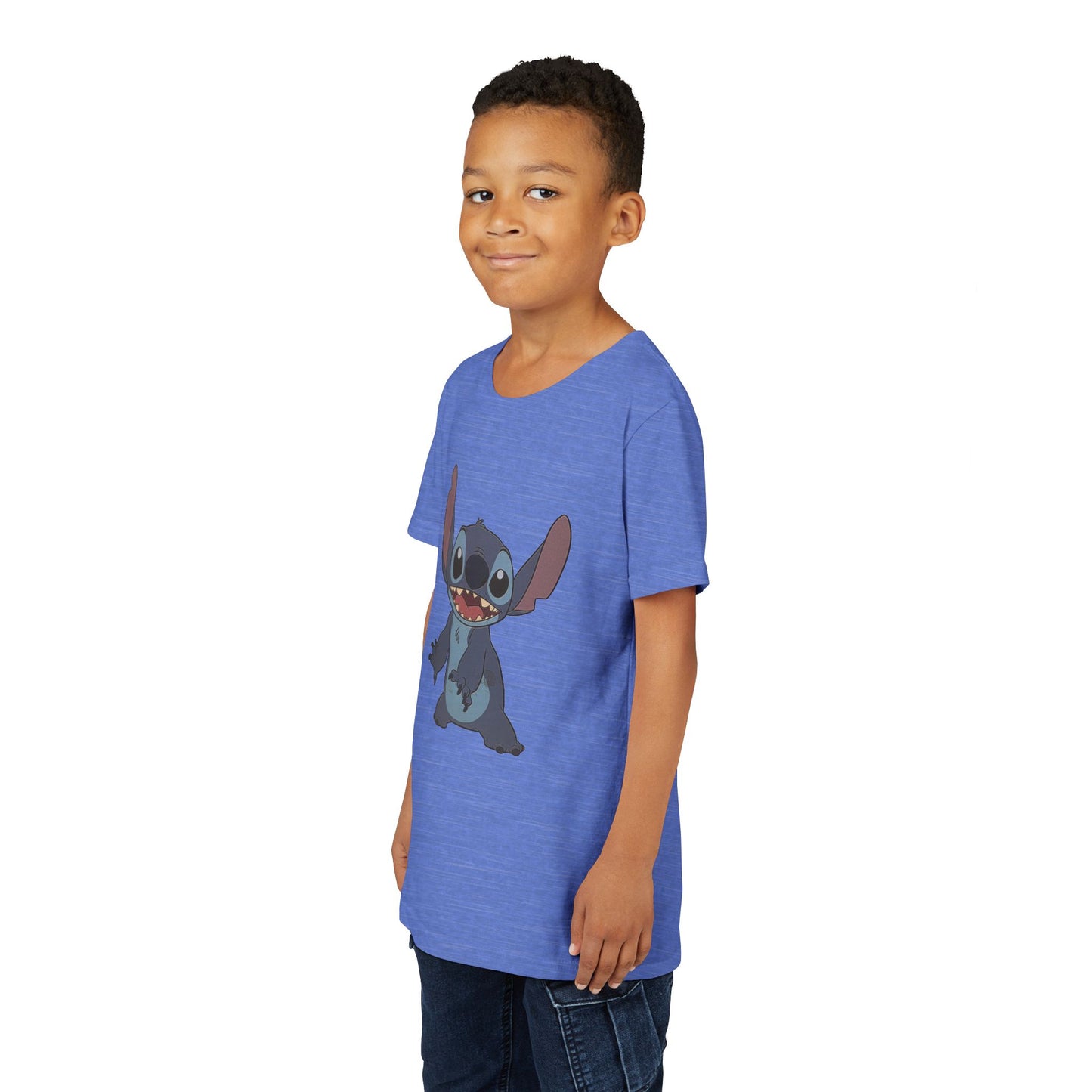 Kids Short Sleeve Tee with Stitch, Cute Kids Tee, Fun Gift for Boys & Girls, Birthday Gift, Summer Wear, Kids' Fashion