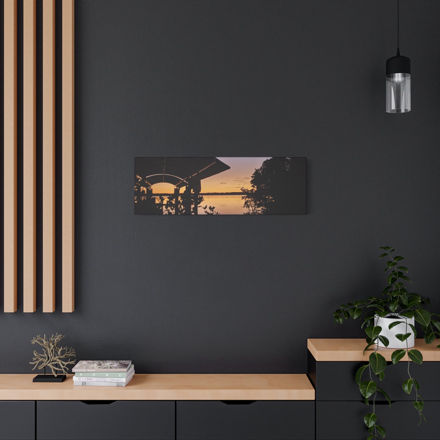 Serene and Vibrant Sunset on the River - Canvas Wal Art