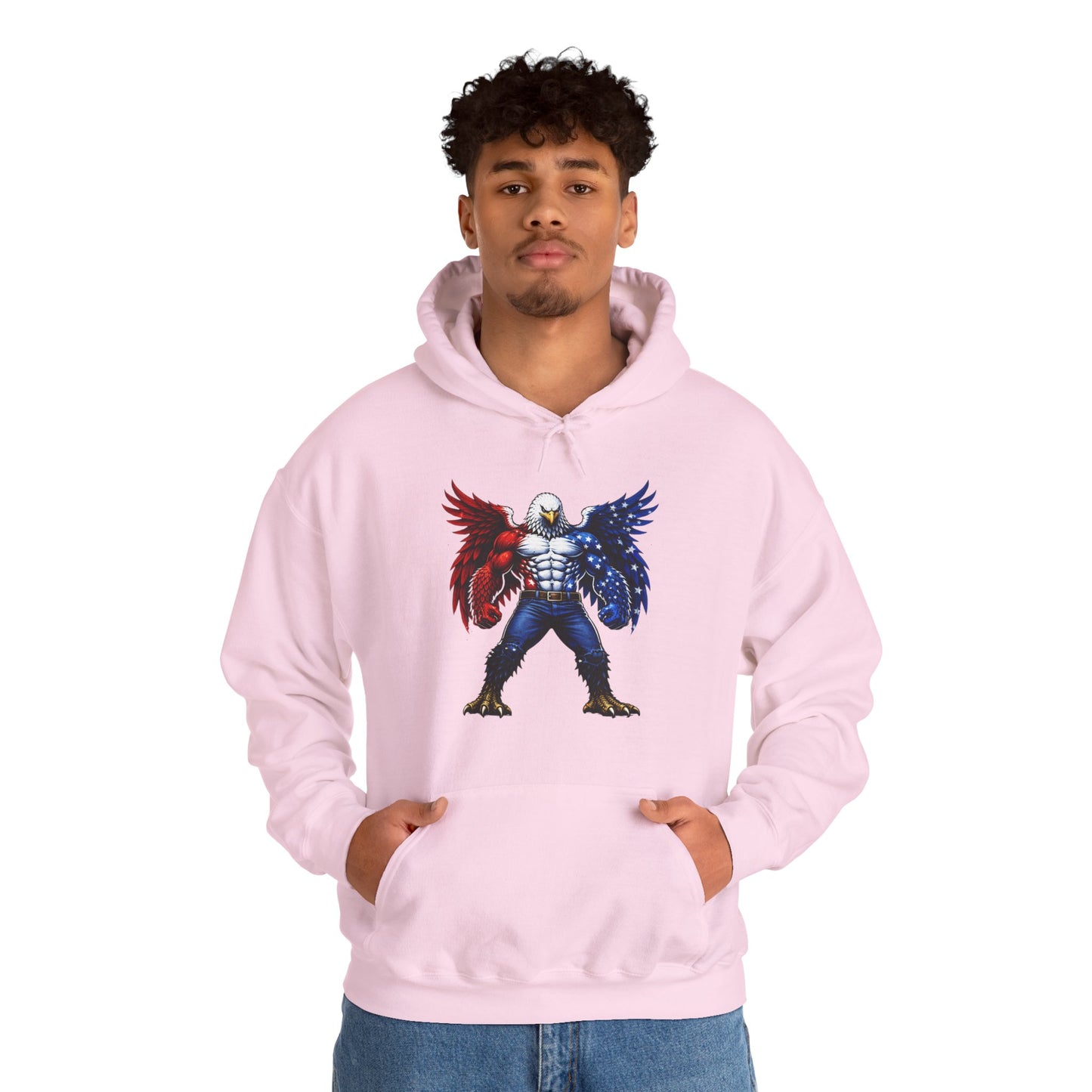 Birdmanzilla Patriotic Eagle Warrior Hoodie | American Flag Wings, Bald Eagle Graphic