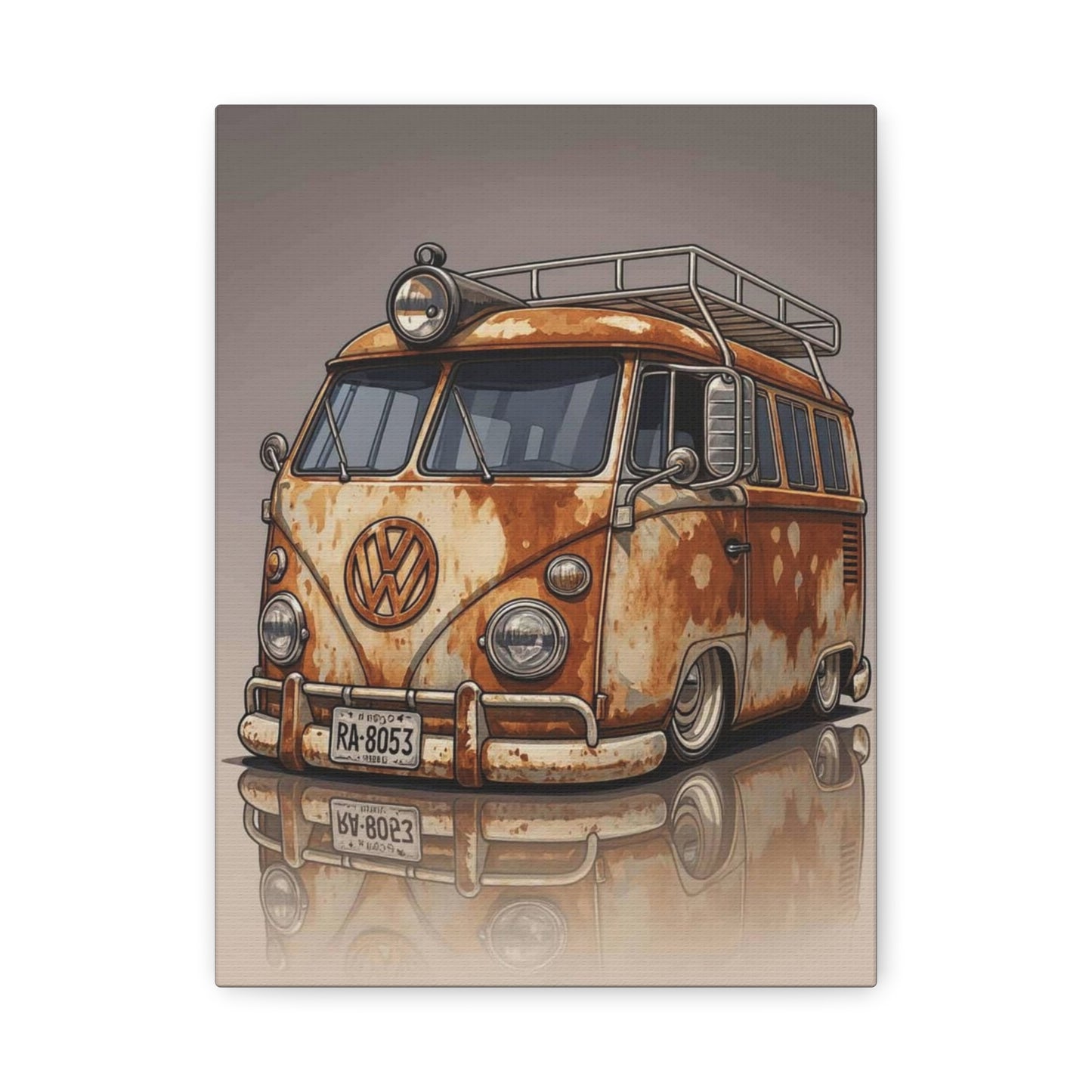 Rustic VW Camper Van Matte Canvas Print
