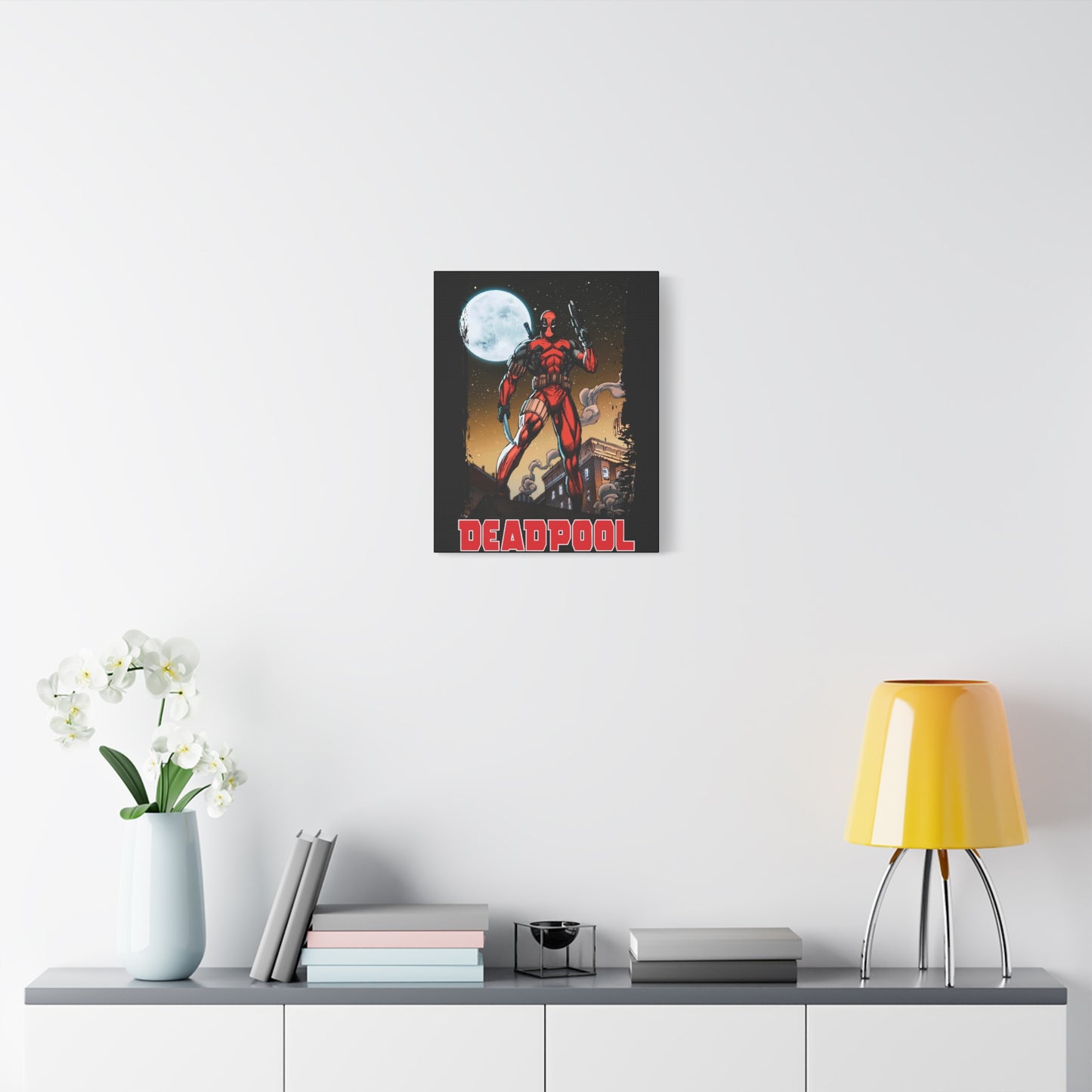 Comic Book Moonlight Rooftop Wall Art - Matte Canvas, Stretched, 1.25"