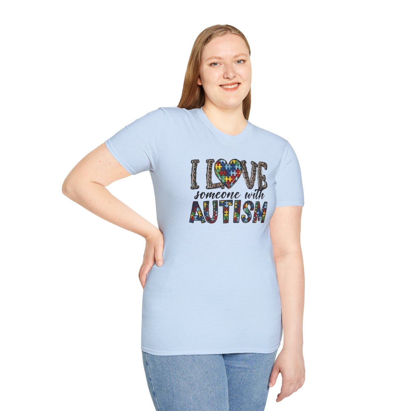 Autism Awareness Unisex T-Shirt - I Love Someone with Autism Design
