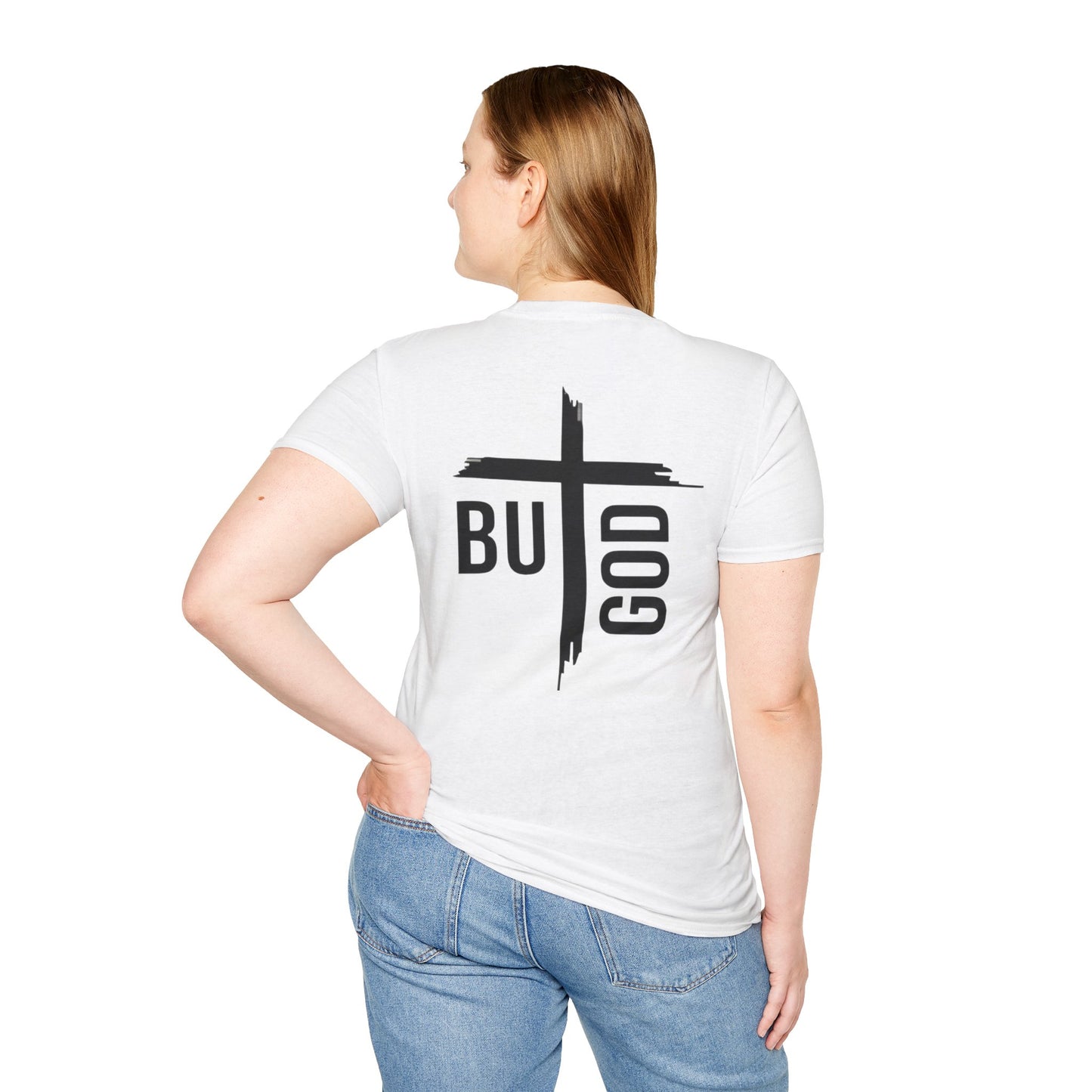 Faith Inspired Unisex Softstyle T-Shirt - 'BUT GOD' - Inspirational Gift for Believers