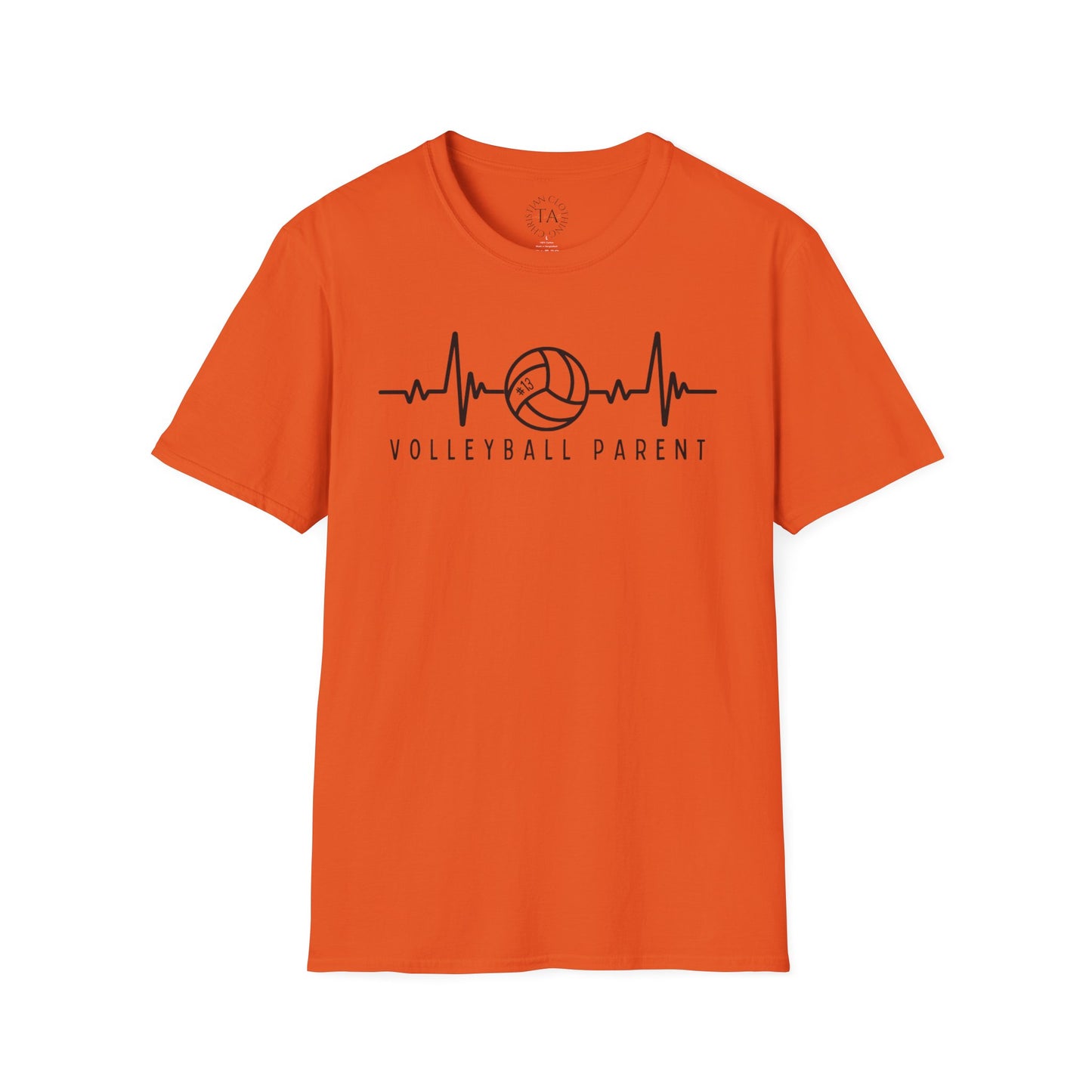 Volleyball Parent Heartbeat T-Shirt Soft Cotton Tee Customizable for Sports Enthusiasts, Gifts for Moms & Dads, Team Spirit Apparel, Athletic Wear
