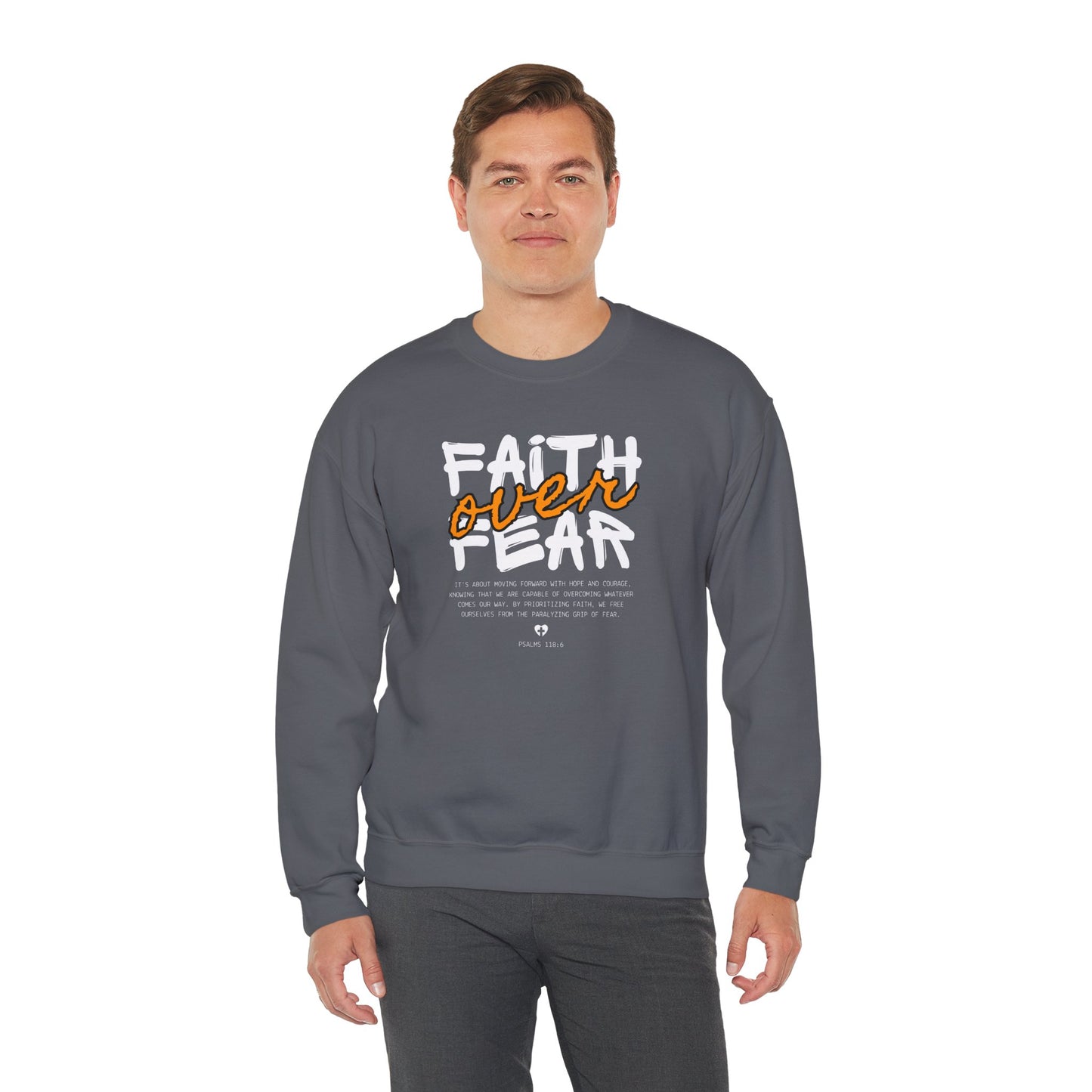 Faith Inspired Faith Over Fear Christian Sweatshirt, Inspirational Religious Apparel, Quality Design by My Son, Unisex Crewneck Jumper, Religious Gift,