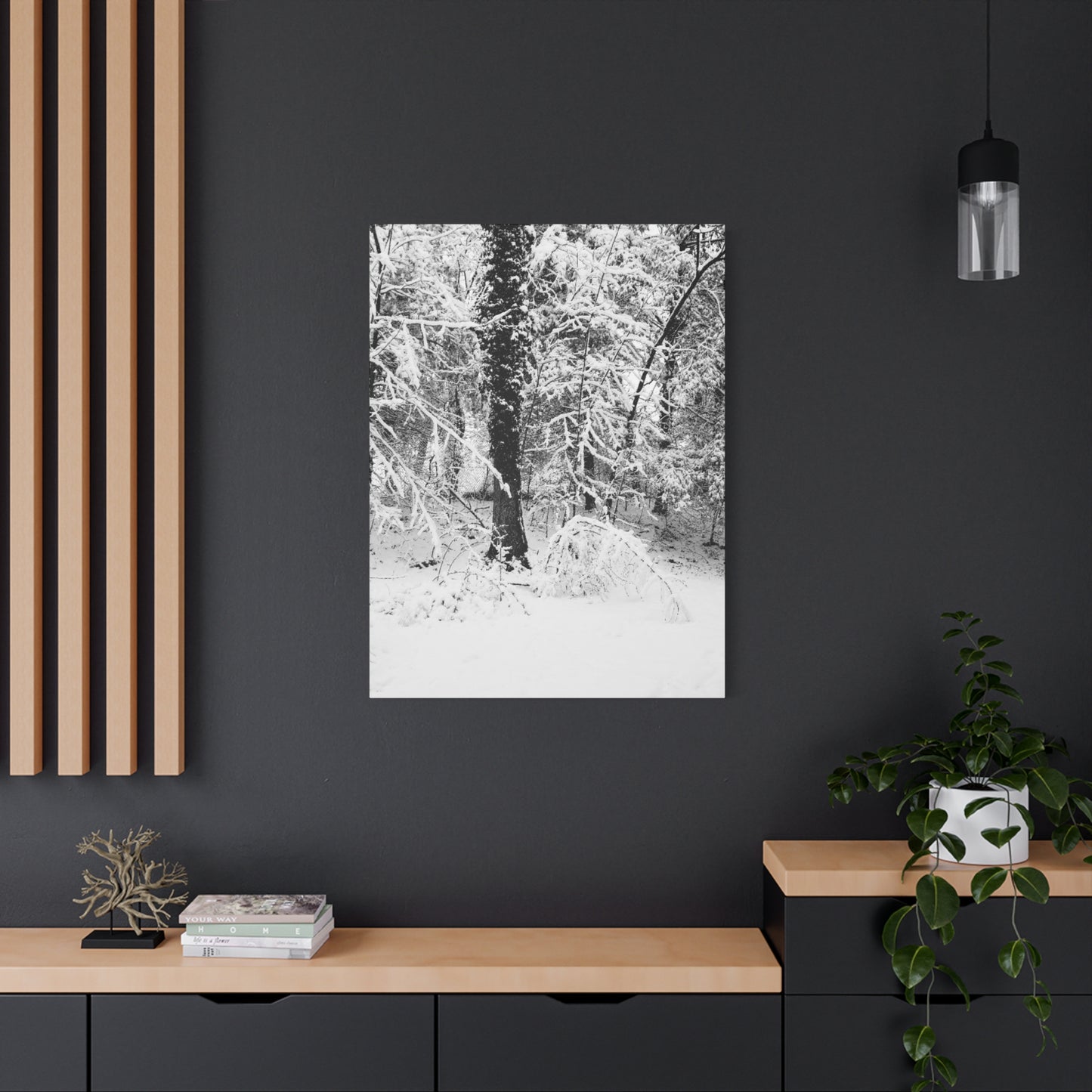 Serene Winter Wonderland in the Woods - Canvas Wall Art
