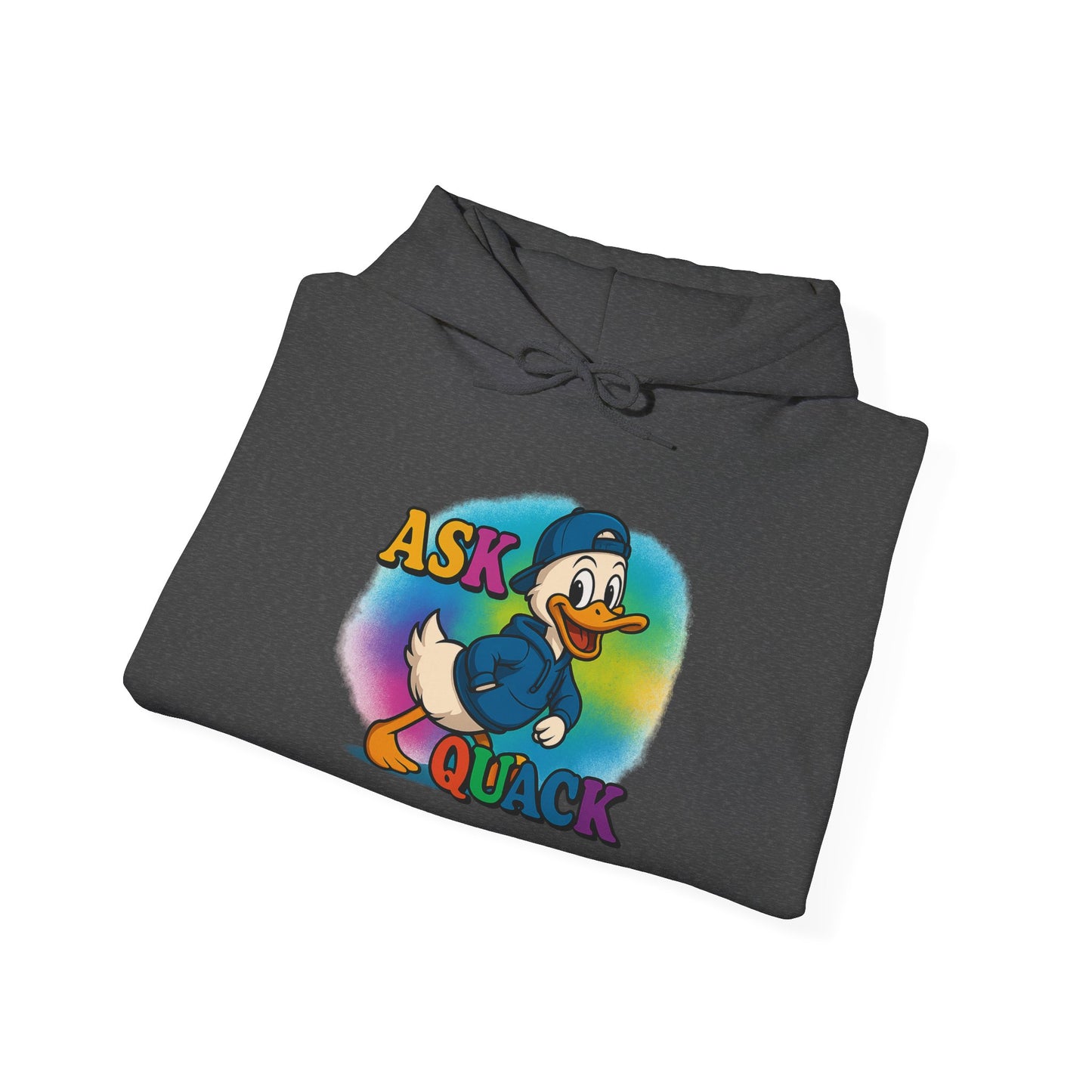 Askquack Male Duck Unisex Hoodie, Quirky Duck Design Sweatshirt, Novelty Animal Jumper, Humorous Duck Apparel, Unique Hooded Top