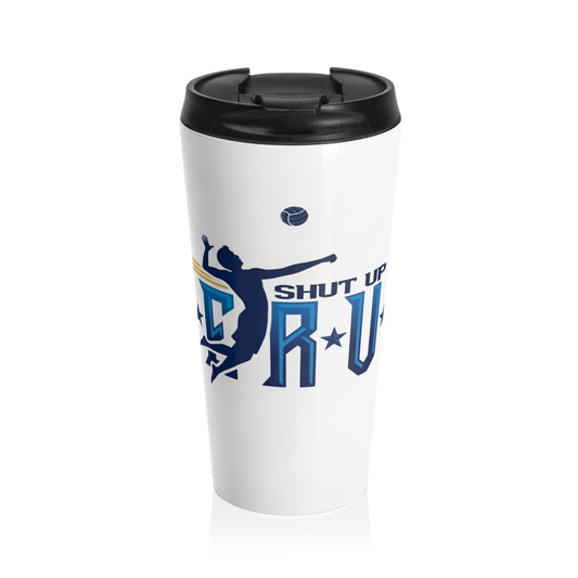 Uptime Sporty Motivational Travel Mug - Shut Up and Serve, Volleyball Mug, Fitness Gift, Workout Accessories, Sports Drink Container