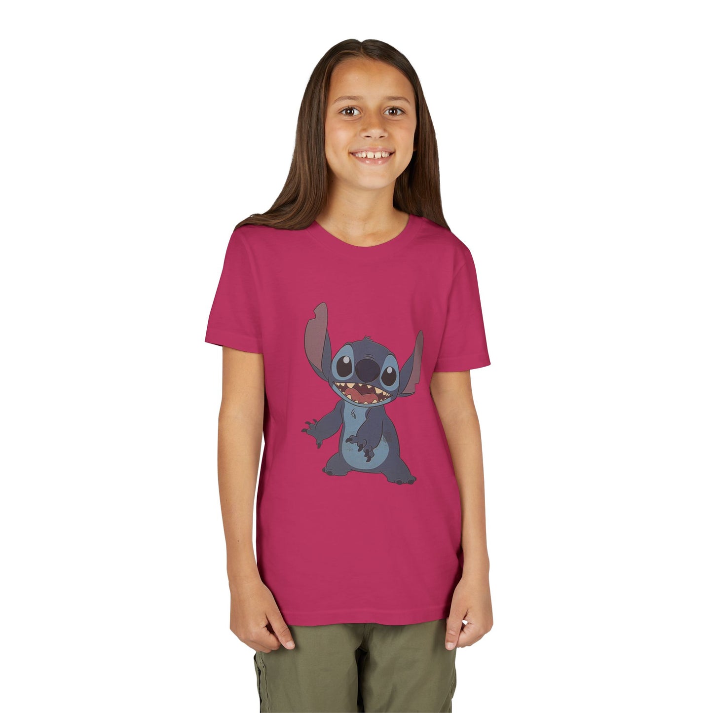 Kids Short Sleeve Tee with Stitch, Cute Kids Tee, Fun Gift for Boys & Girls, Birthday Gift, Summer Wear, Kids' Fashion