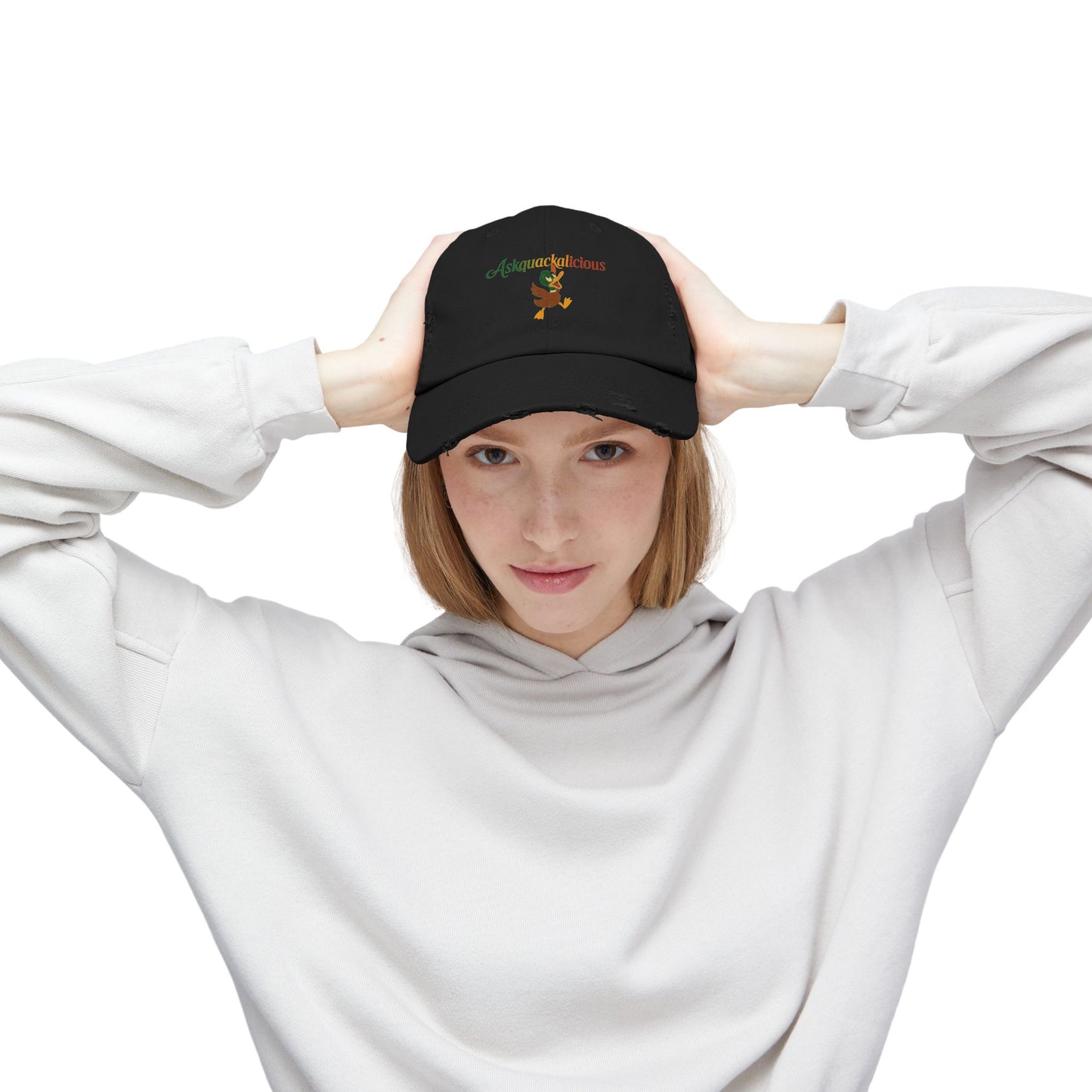Askquack Distressed Cap - Askquack Fun and Unique Hat for Casual Outings and Everyday Wear