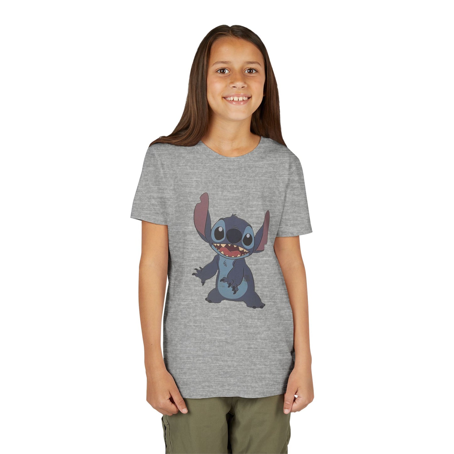 Kids Short Sleeve Tee with Stitch, Cute Kids Tee, Fun Gift for Boys & Girls, Birthday Gift, Summer Wear, Kids' Fashion