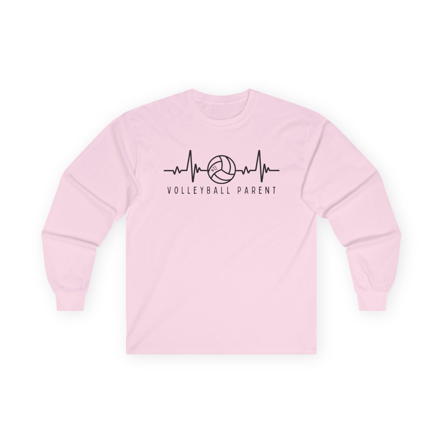 Volleyball Heartbeat Long Sleeve Tee Customizable, Quality Cotton Shirt, Parent Gift, Volleyball Fan Apparel, Sports Lover Top