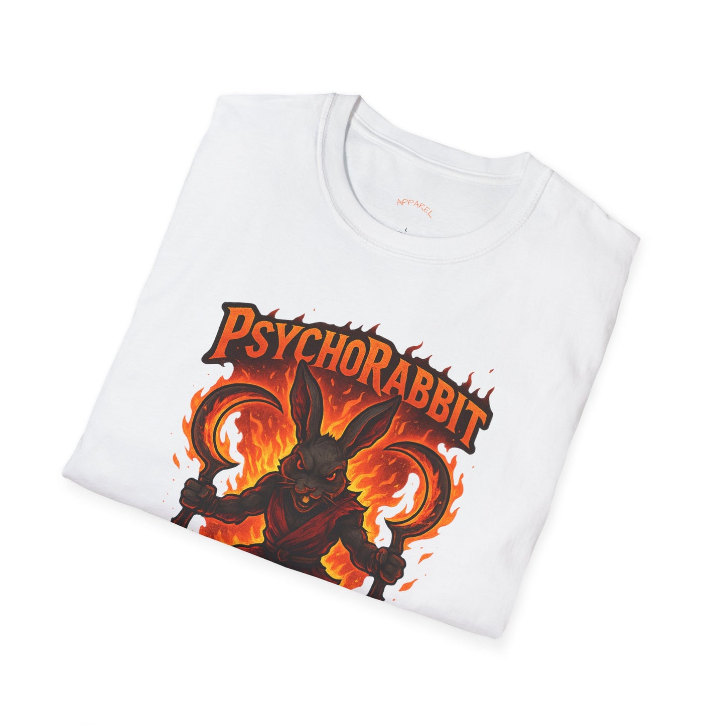 Psychorabbit Graphic Tee | Unisex Softstyle T-Shirt for Anime Fans and Gamers