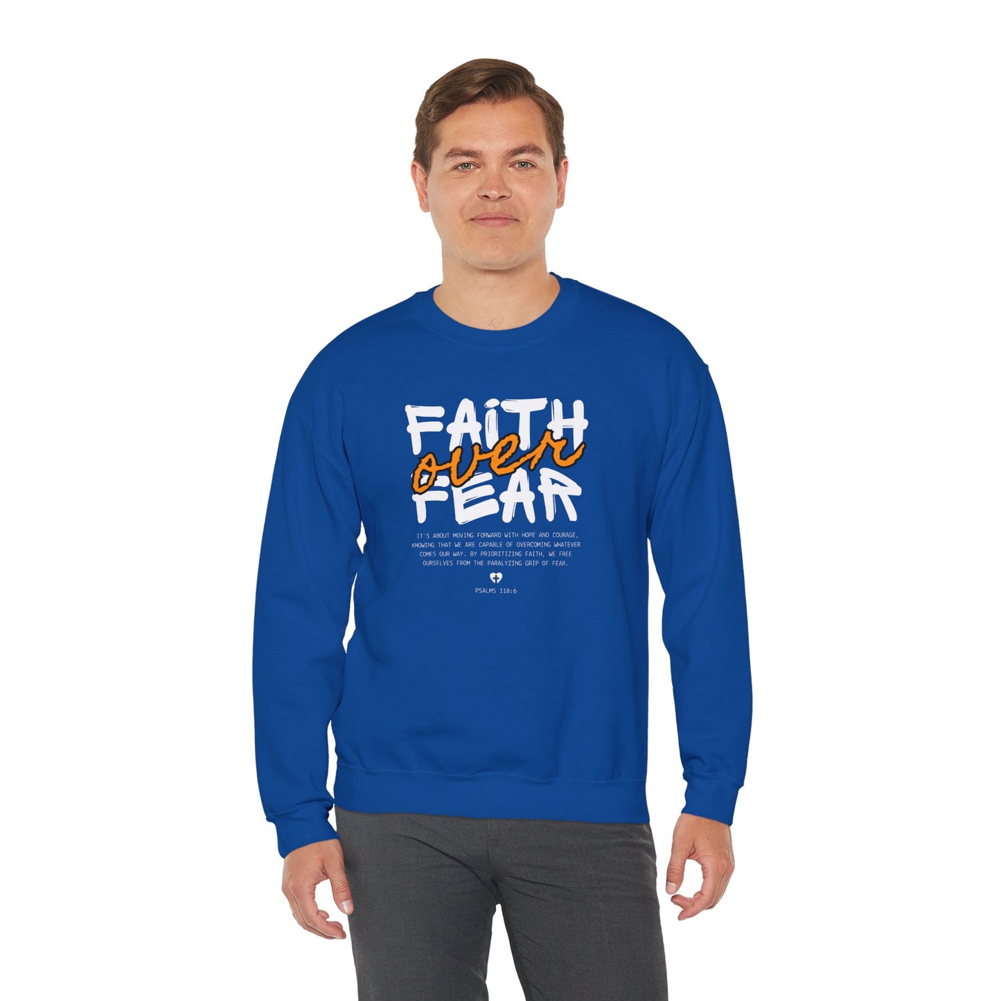 Faith Inspired Faith Over Fear Christian Sweatshirt, Inspirational Religious Apparel, Quality Design by My Son, Unisex Crewneck Jumper, Religious Gift,
