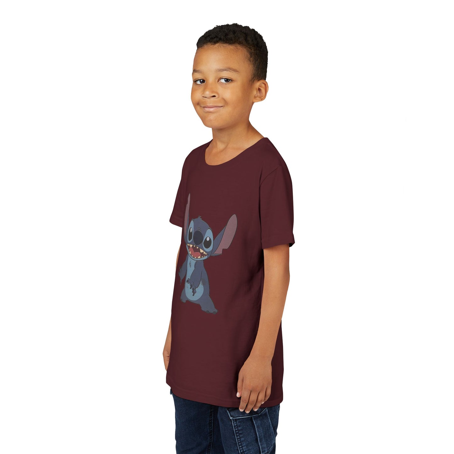 Kids Short Sleeve Tee with Stitch, Cute Kids Tee, Fun Gift for Boys & Girls, Birthday Gift, Summer Wear, Kids' Fashion
