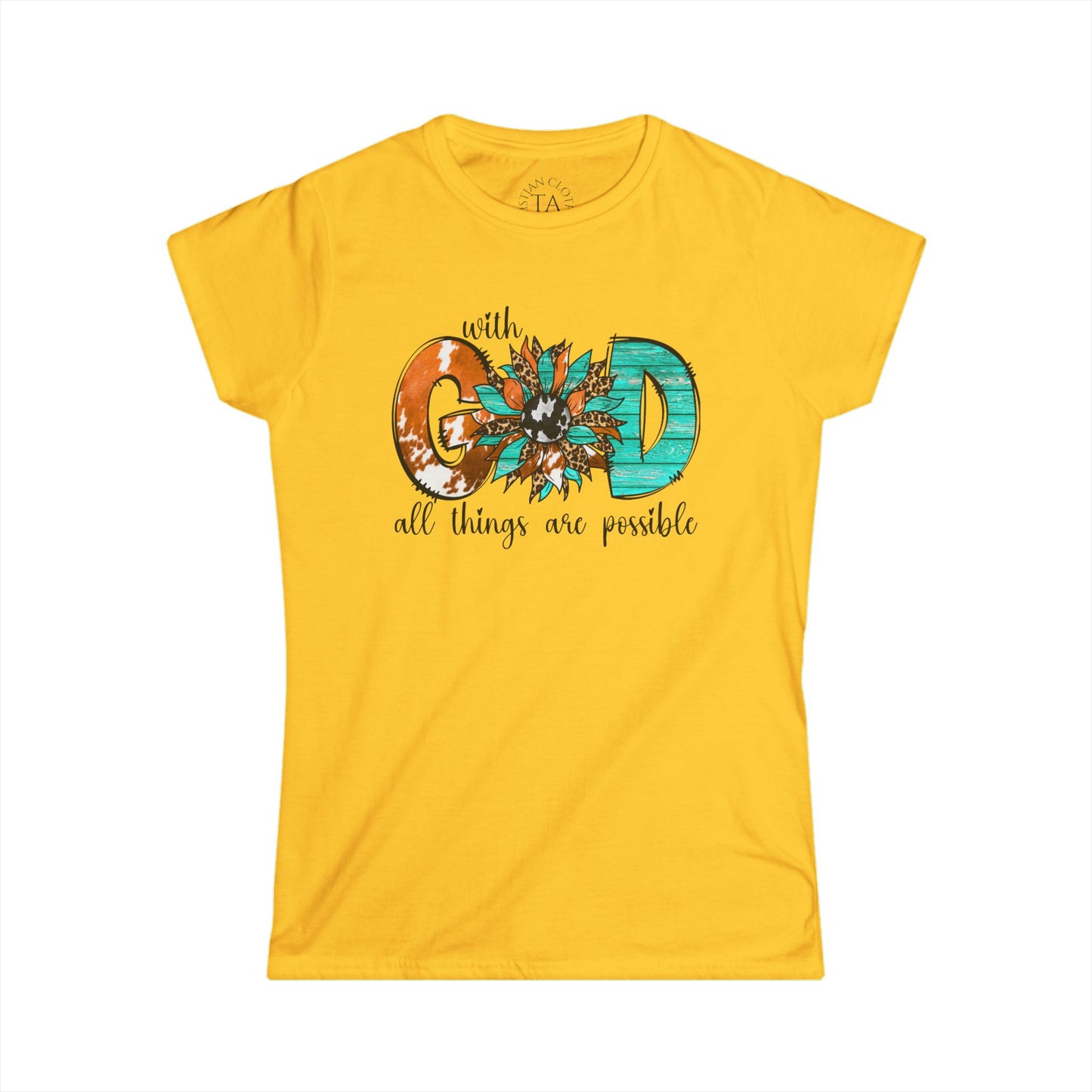 Women's Inspirational Softstyle Tee - "With God All Things Are Possible" - Faith Tee, Christian Shirt, Gift for Her, Uplifting [...]