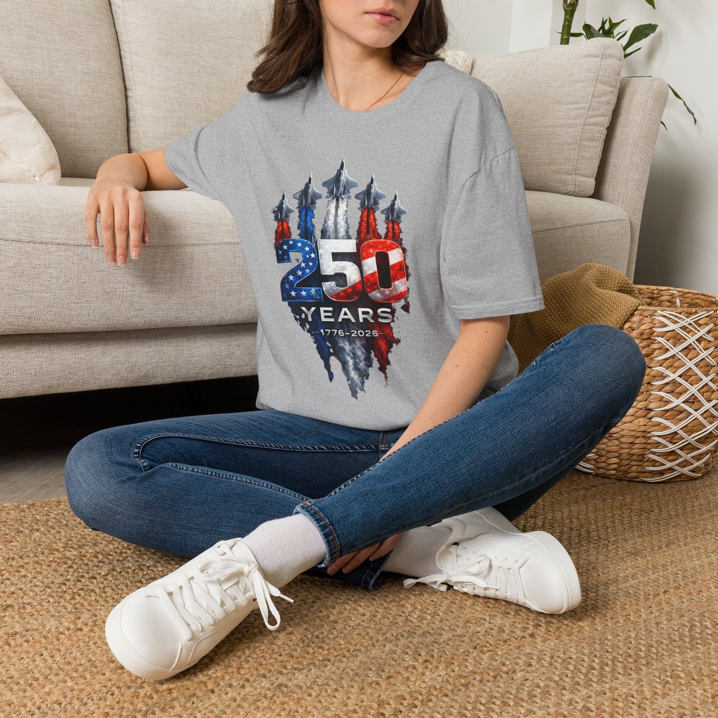 25th Anniversary USA T-Shirt — Patriotic Jet Formation USA Flag Design