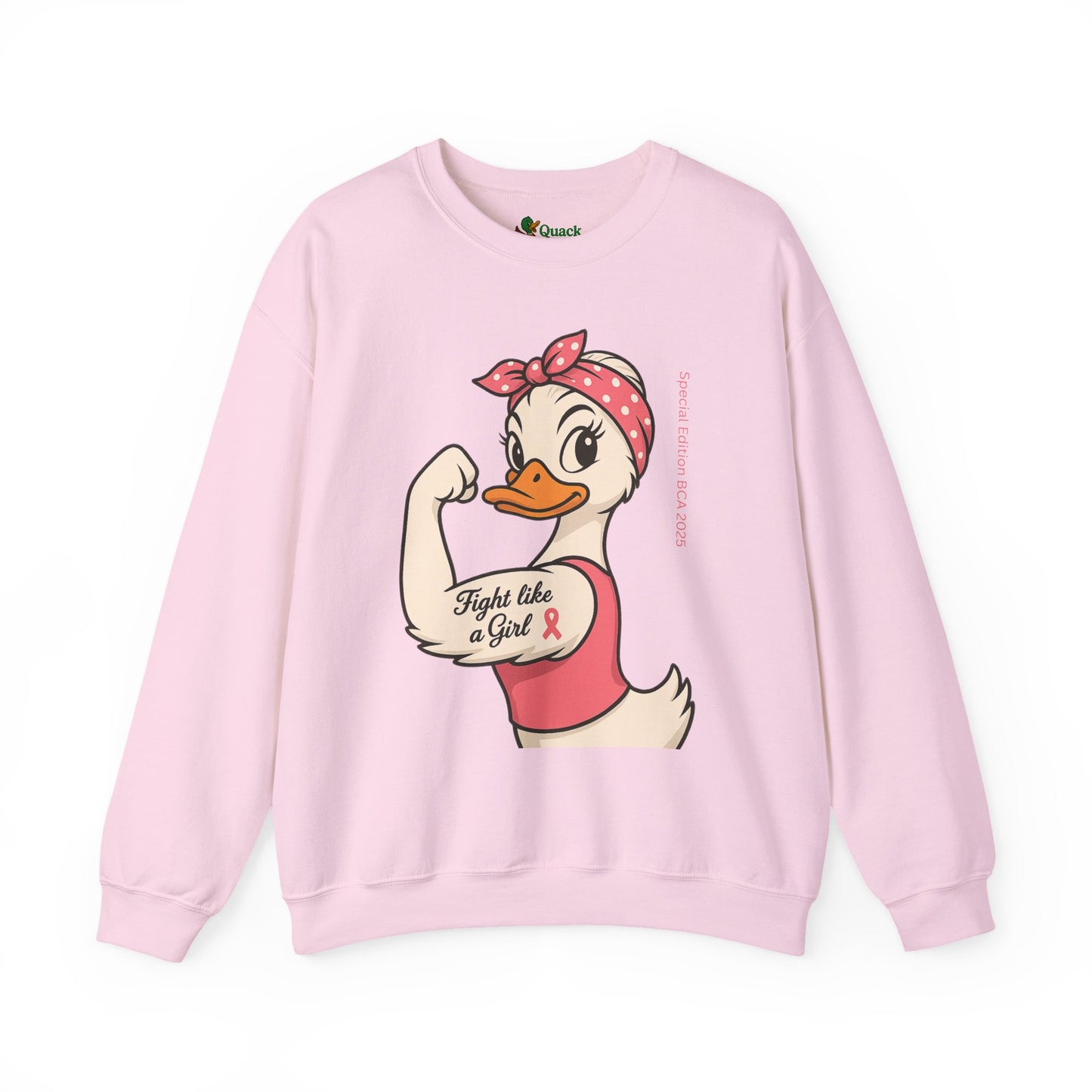 Breast Cancer Awareness Fight Like a Girl Duck Sweatshirt - Unisex Crewneck, Roxie the Riveter Empowerment, Gift for Her, Feminist Apparel,