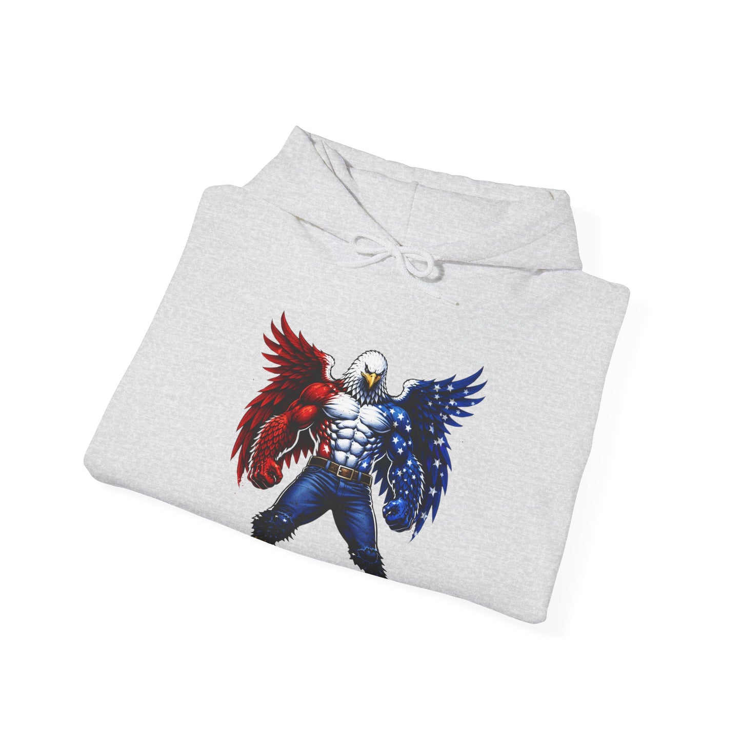 Birdmanzilla Patriotic Eagle Warrior Hoodie | American Flag Wings, Bald Eagle Graphic