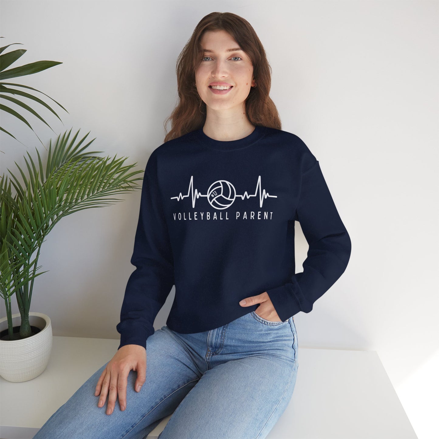Volleyball Heartbeat Crewneck Sweatshirt #13, Quality Sweatshirt, Parent Gift, Volleyball Fan Apparel, Sports Lover Top