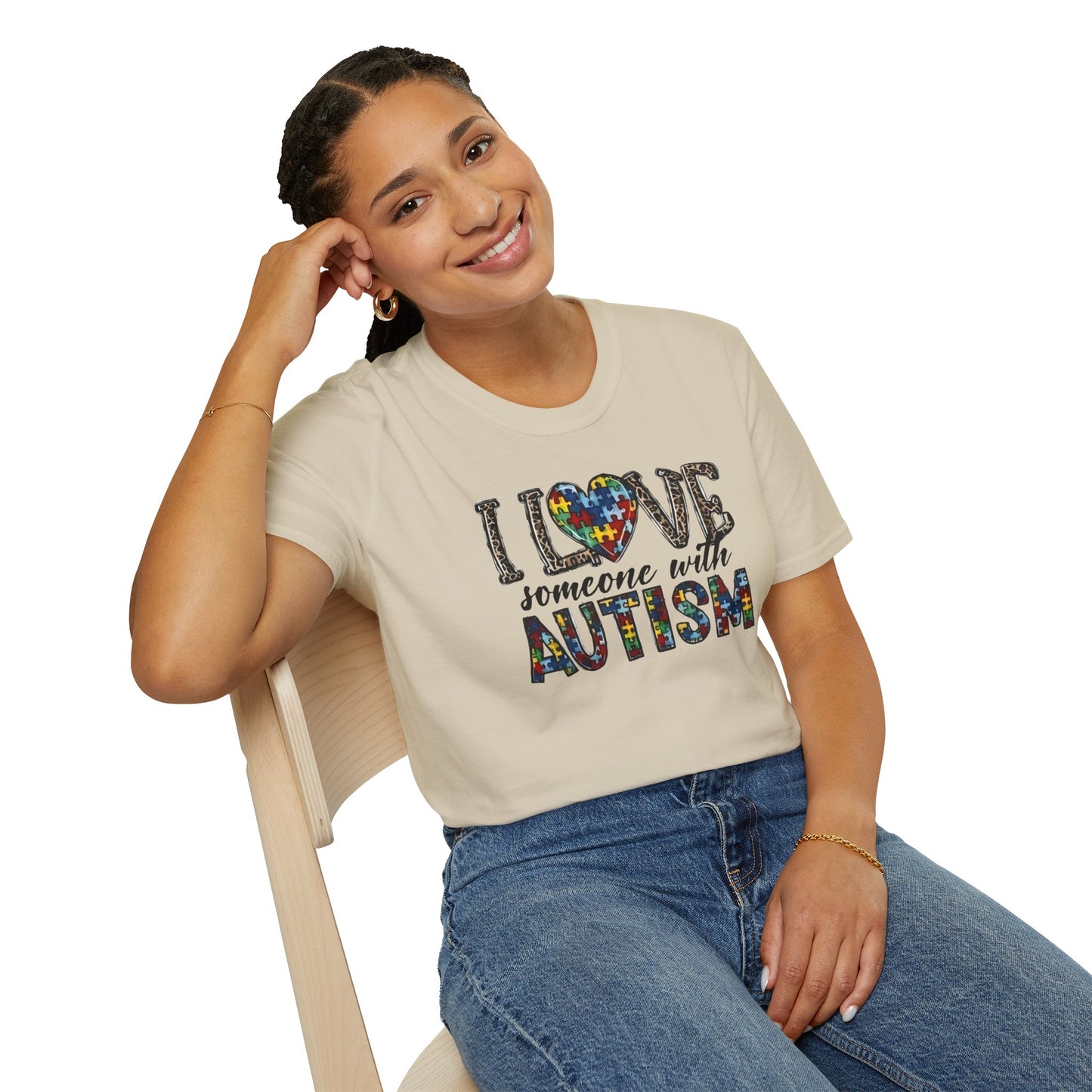 Autism Awareness Unisex T-Shirt - I Love Someone with Autism Design