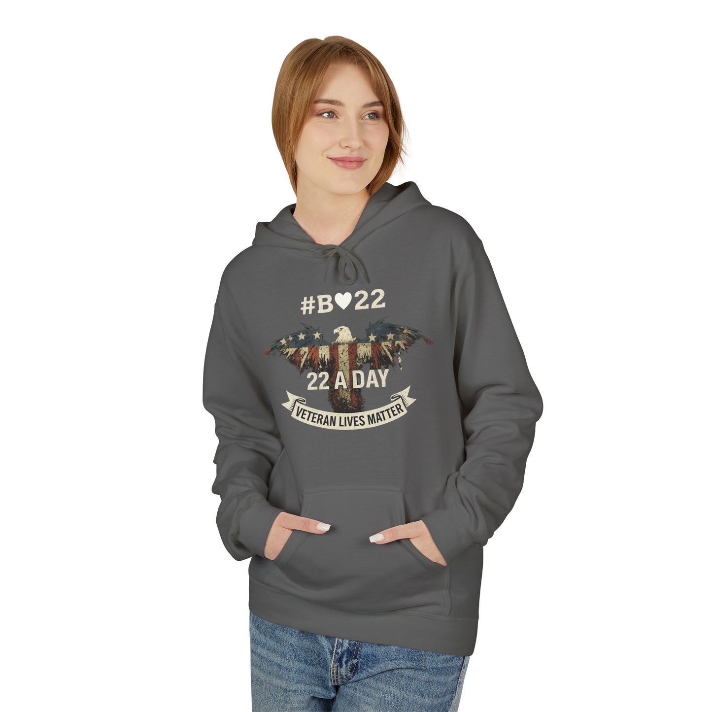 #B🤍22 Fleece Hoodie Veteran Lives Matter Sweatshirt