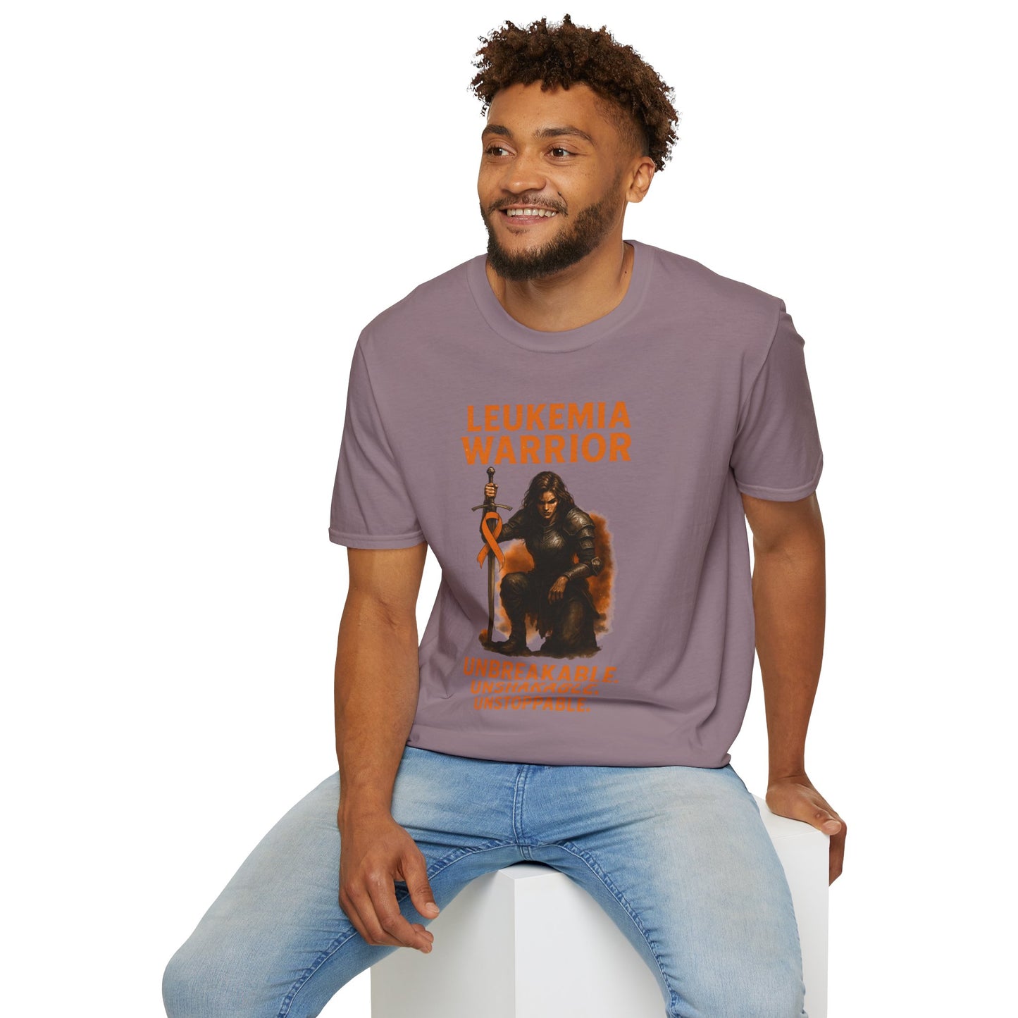 Leukemia Warrior T-Shirt - Unisex Softstyle Tee - Unbreakable, Unshakable, Unstoppable