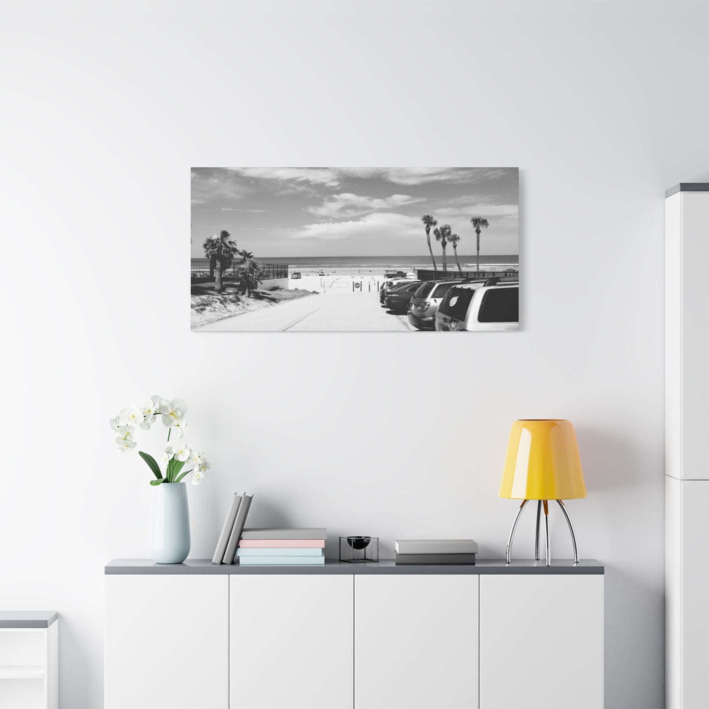 Serene Black & White Beach Vibes - Canvas Art