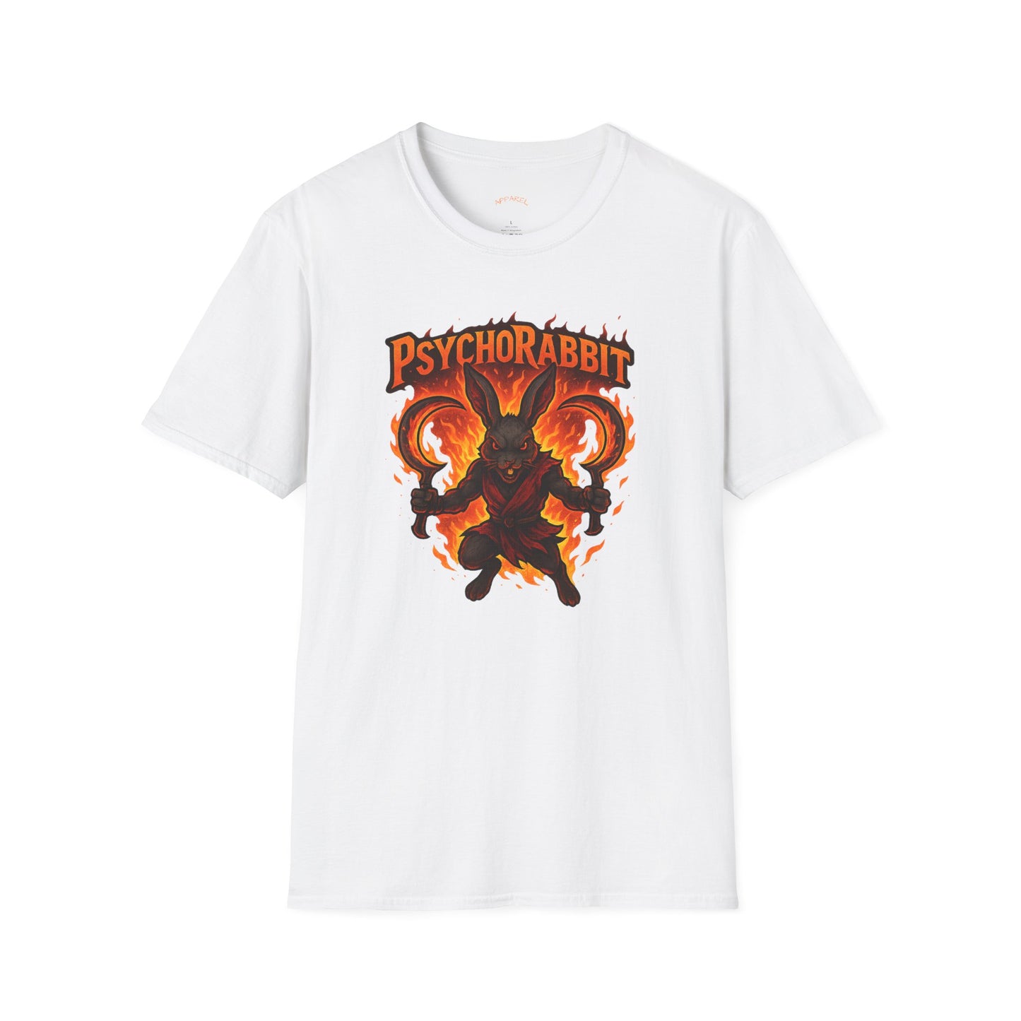 Psychorabbit Graphic Tee | Unisex Softstyle T-Shirt for Anime Fans and Gamers