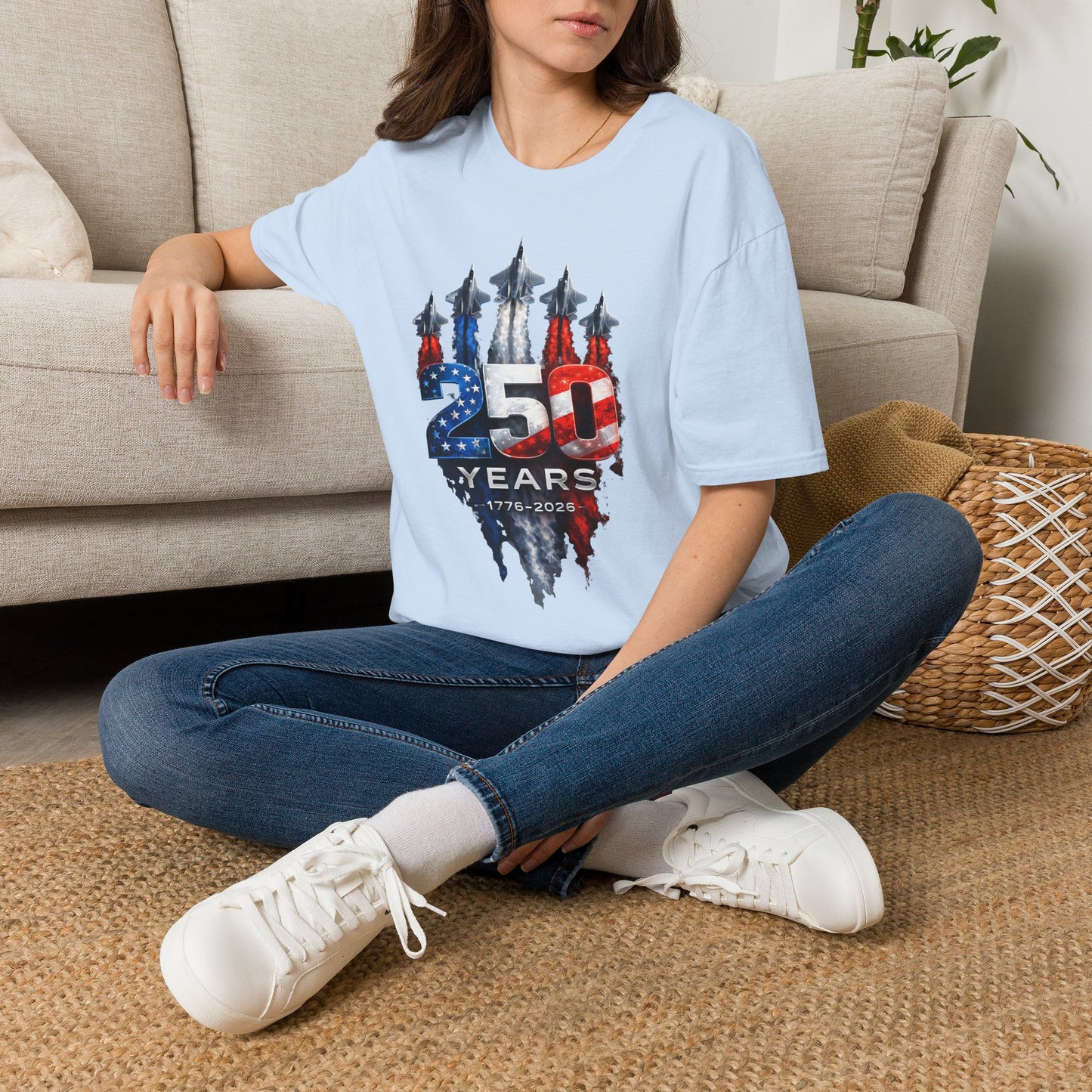 25th Anniversary USA T-Shirt — Patriotic Jet Formation USA Flag Design